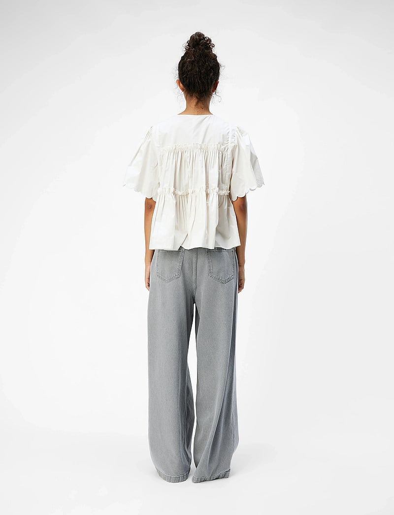 Object - OBJHOPE S/S RE V-NECK TOP E DIV - t-shirts - white sand - 2