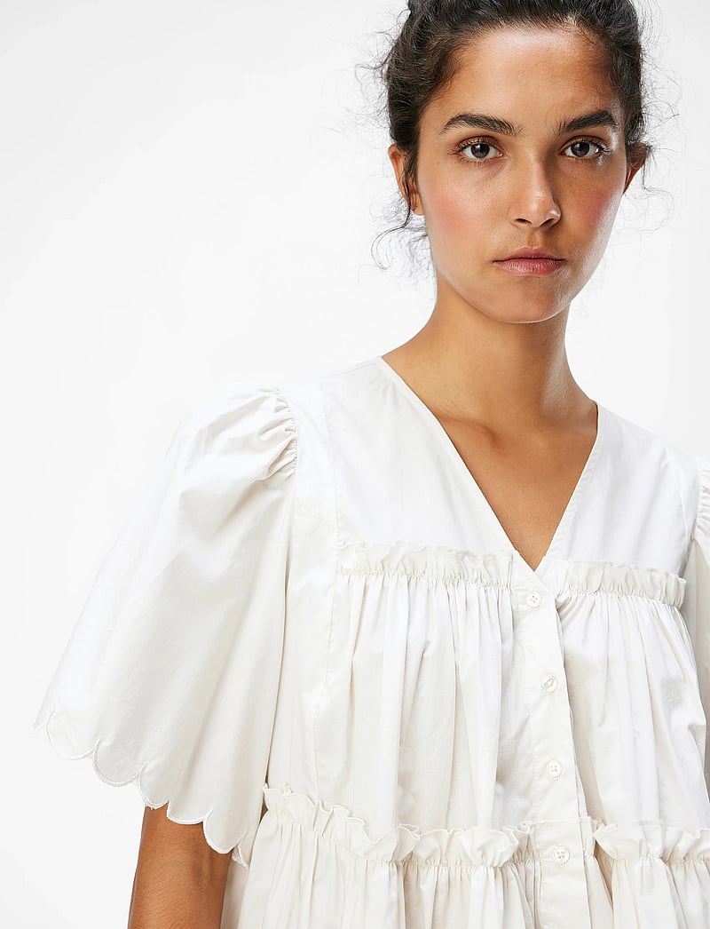 Object - OBJHOPE S/S RE V-NECK TOP E DIV - t-shirts - white sand - 3