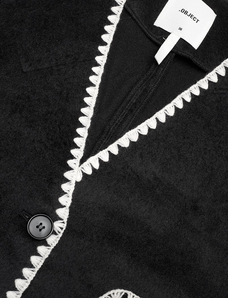 Object - OBJLOLA LS LO JACKET E AU DIV - wolljacken - black - 2