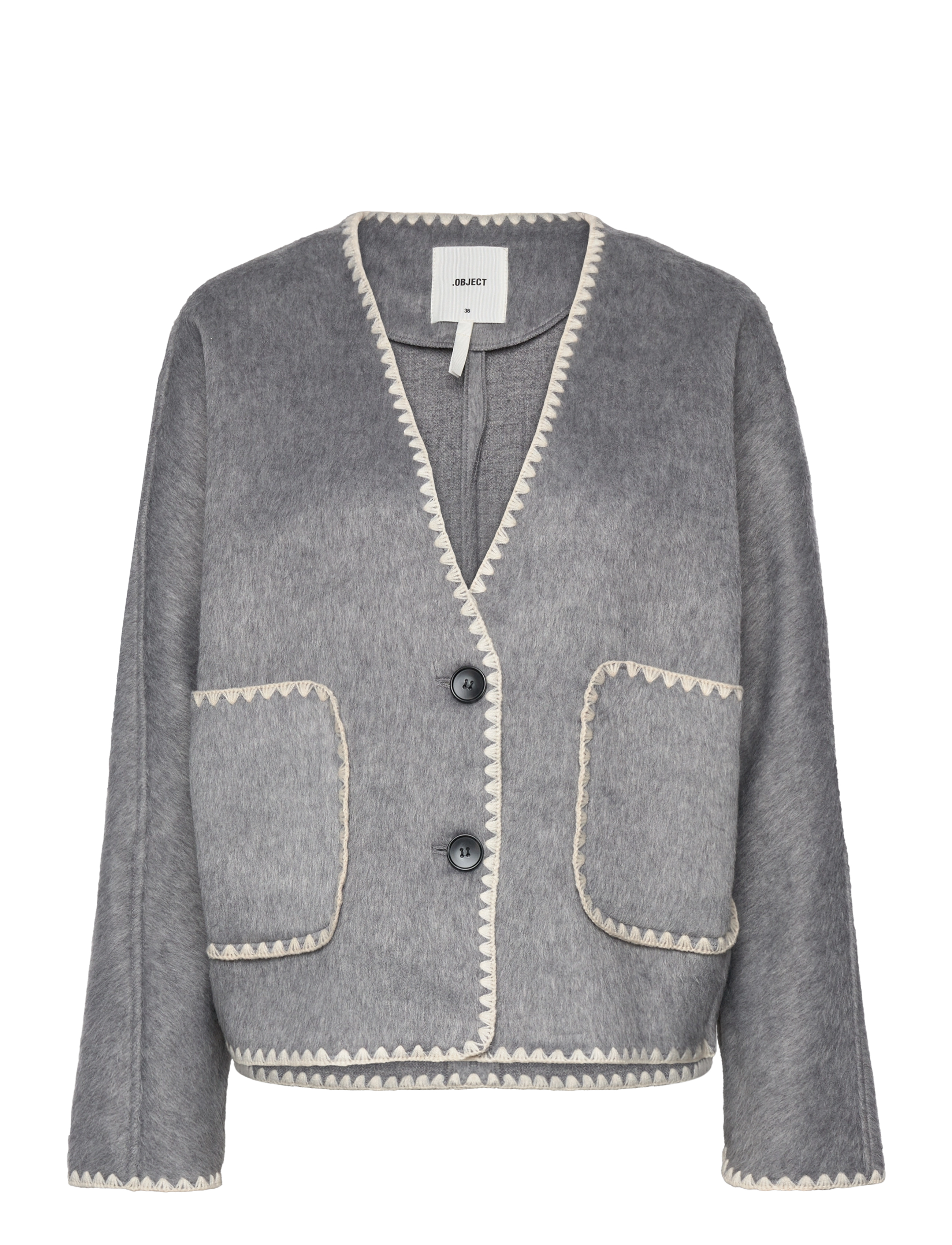 OBJECT Objlola Ls Lo Jacke E Au Div Grau - 40 - Damen