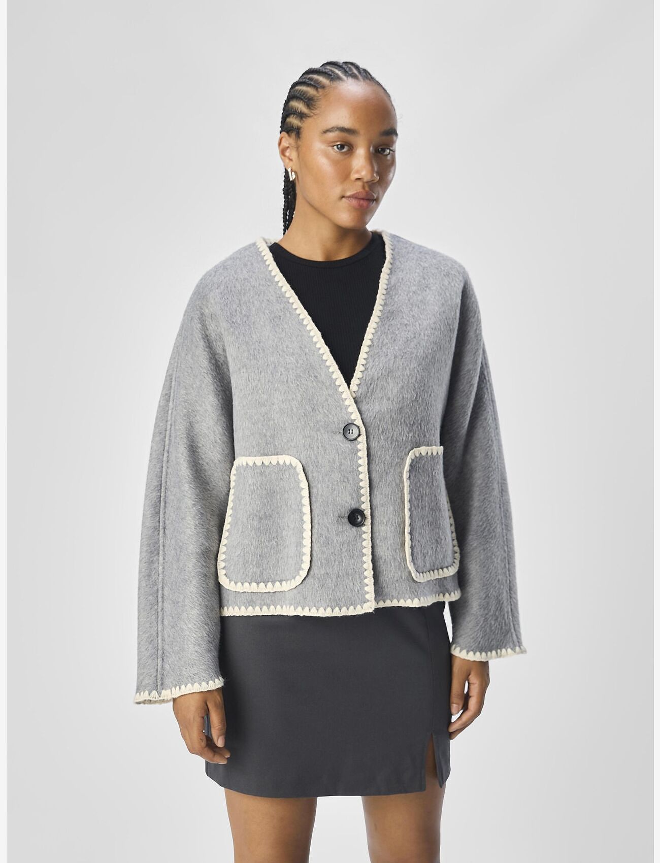 Object - OBJLOLA LS LO JACKET E AU DIV - herbstjacken - light grey melange - 3