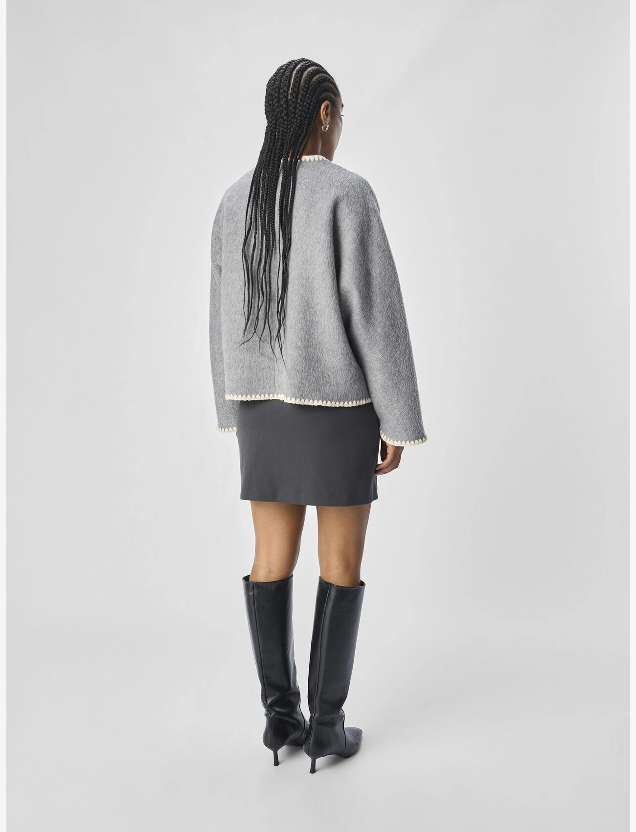 Object - OBJLOLA LS LO JACKET E AU DIV - wolljacken - light grey melange - 3
