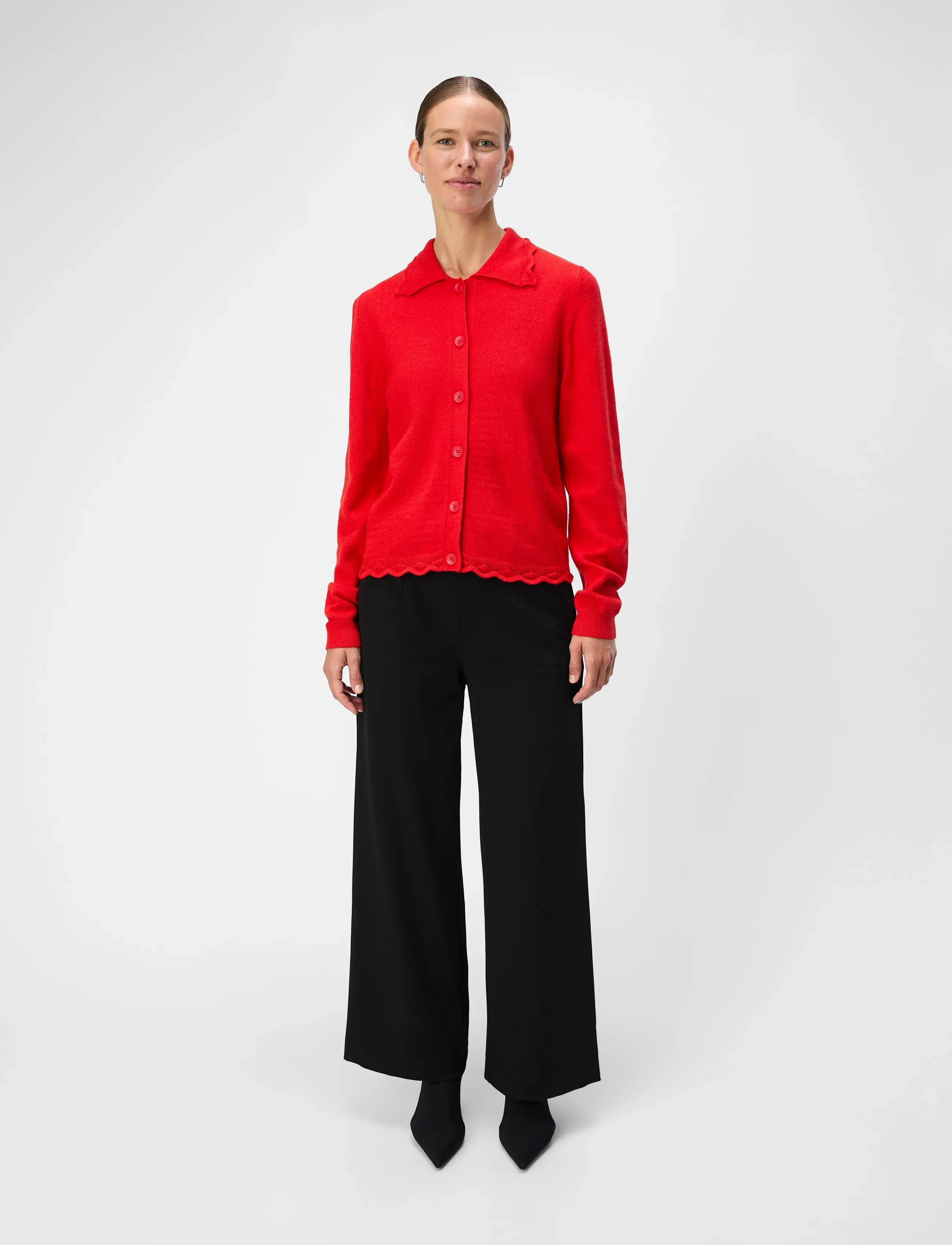 Object - OBJLENE LS RE CARDIGAN E AU 24 - susegamieji megztiniai - flame scarlet - 3
