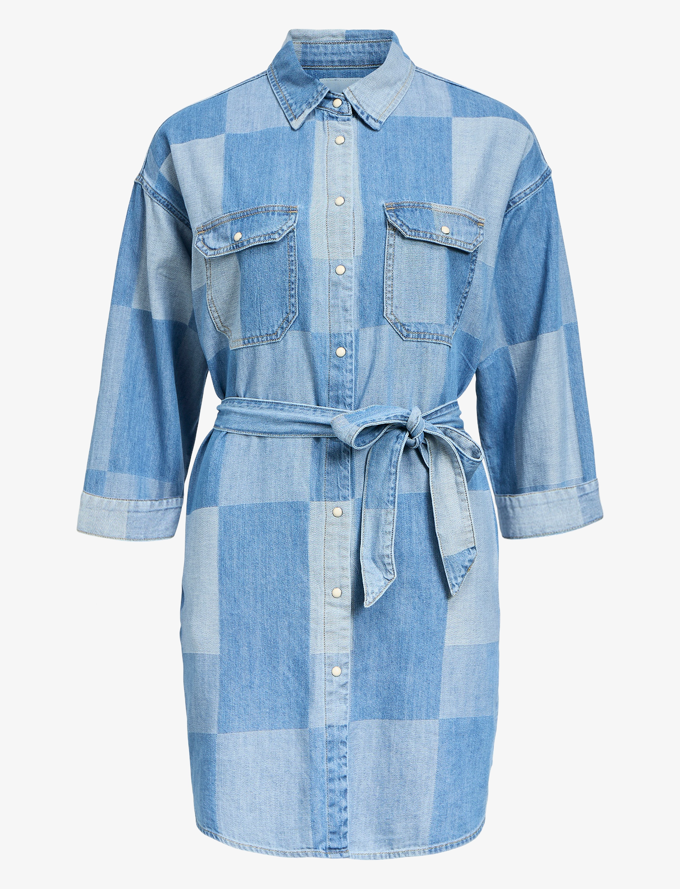 Object Objfrancey Lo 2/4 Dnm Shirt Dres 137, M, Blue, Kjoler > Jeans-Kjoler, Dame