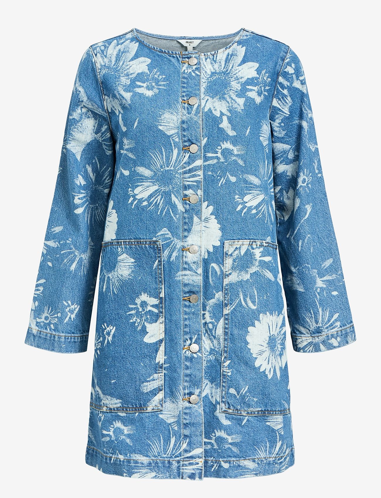 Object - OBJEMEL LO L/S DENIM DRESS 137 - jeanskleider - medium blue denim - 0