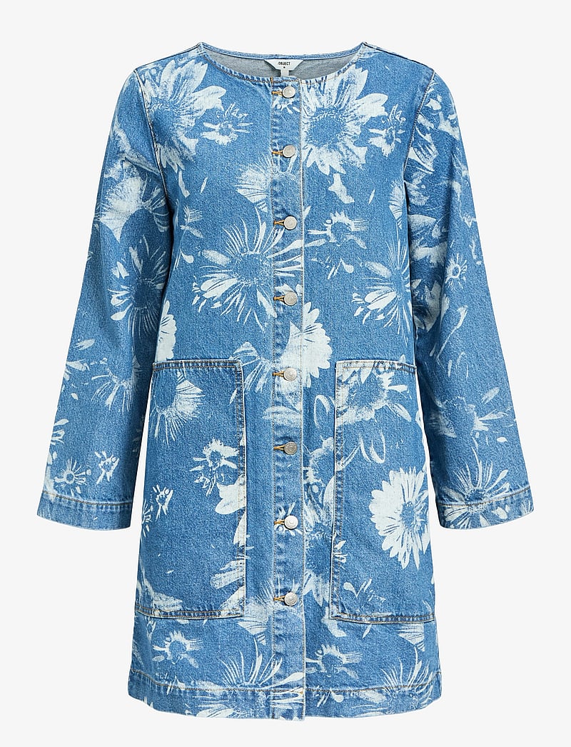 Object - OBJEMEL LO L/S DENIM DRESS 137 - jeanskleider - medium blue denim - 0