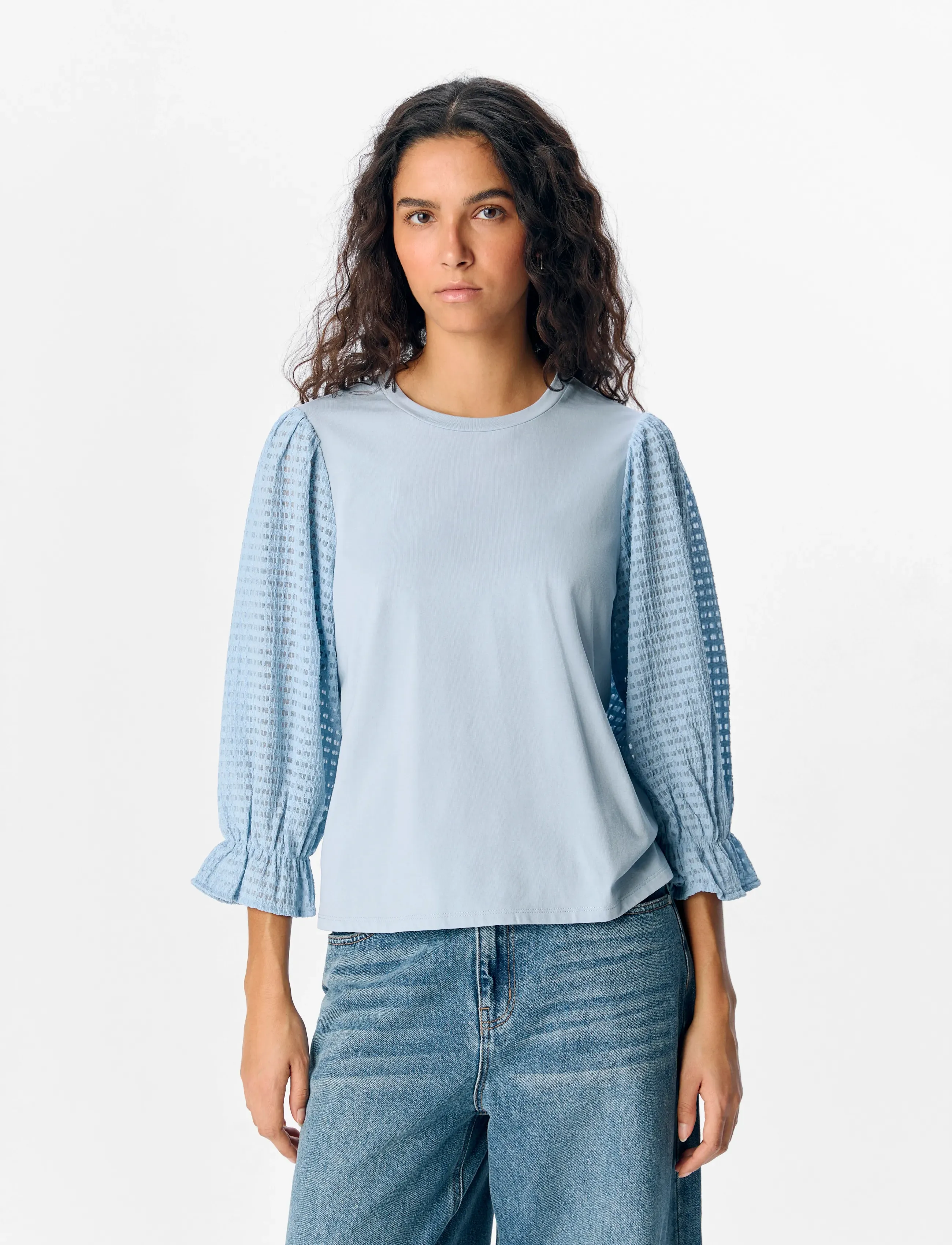 Object Objelia Lo 3/4 Top 137, XS, Blue, Bluser > Langærmede, Dame
