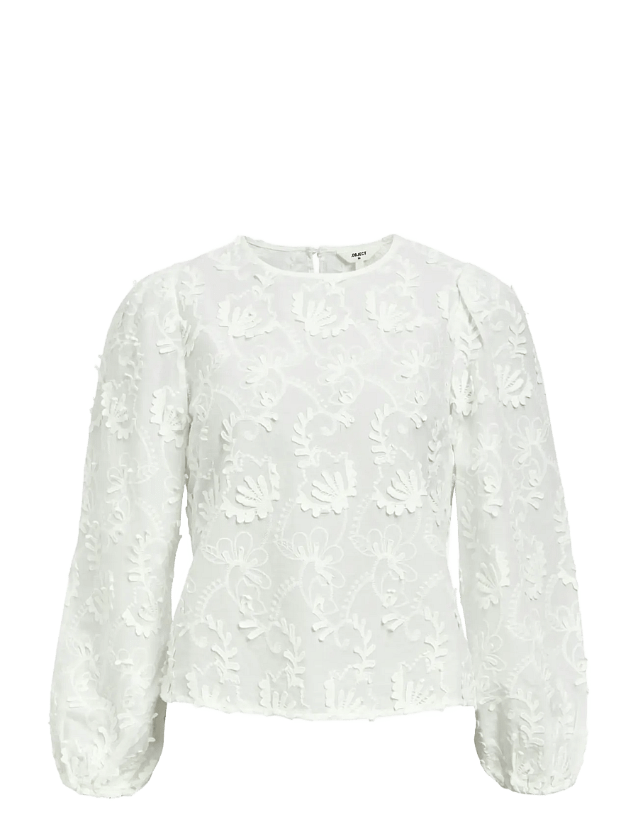 Object - OBJMYA RE L/S TOP NOOS - pikkade varrukatega pluusid - cloud dancer - 1