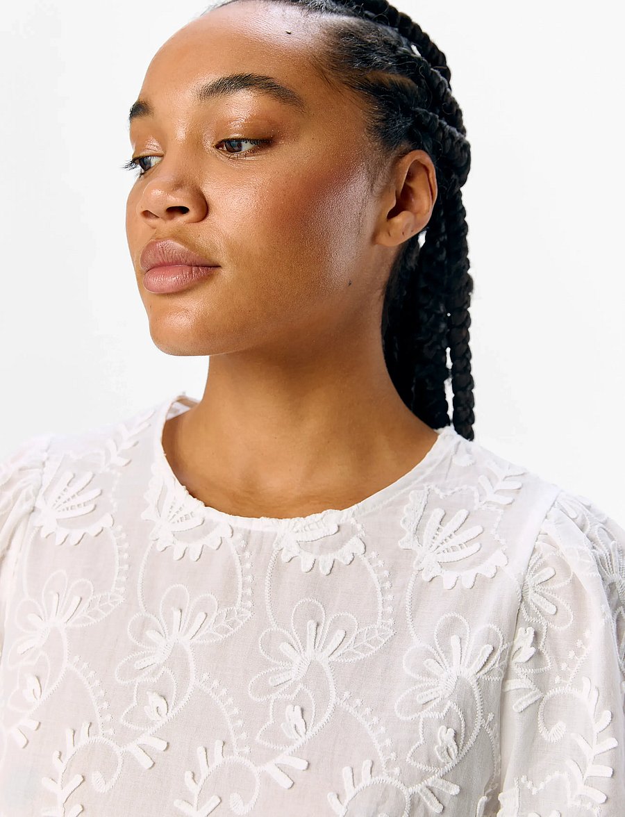 Object - OBJMYA RE L/S TOP NOOS - pikkade varrukatega pluusid - cloud dancer - 4