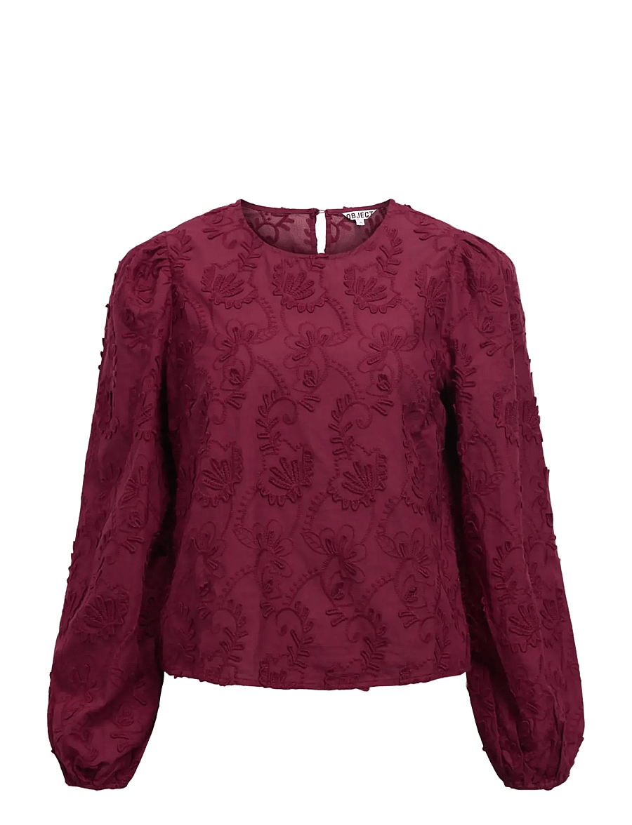 Object - OBJMYA RE L/S TOP NOOS - langärmelige blusen - windsor wine - 1