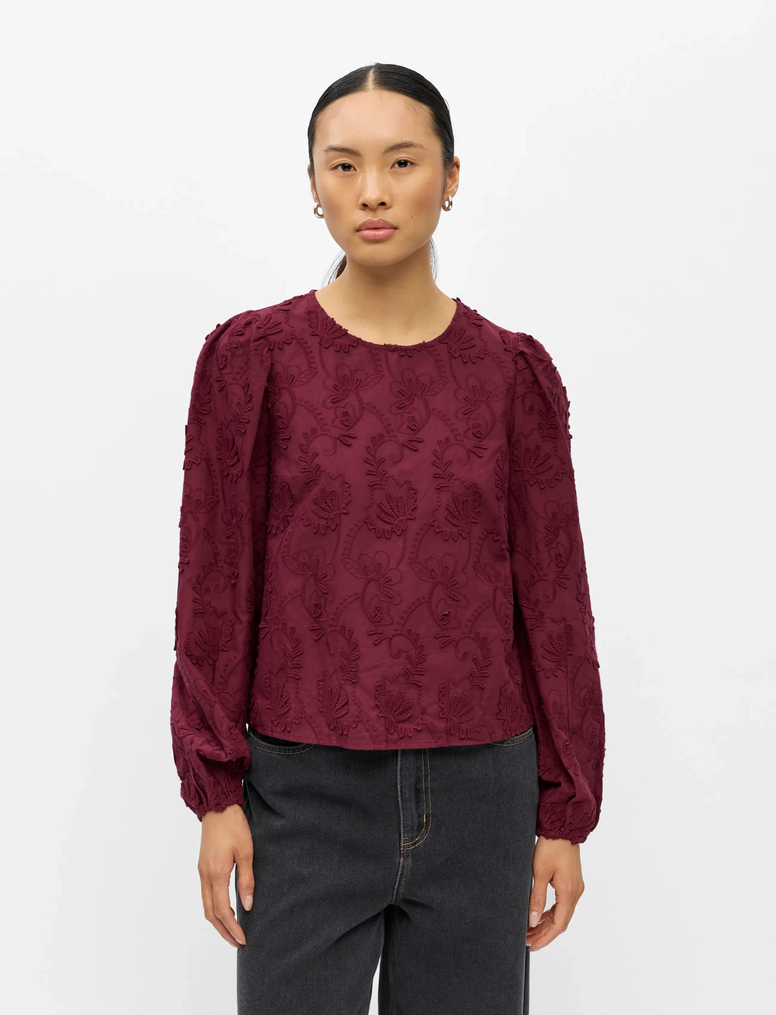 Object OBJMYA RE L/S TOP NOOS - Langärmelige Blusen - WINDSOR WINE / burgundy