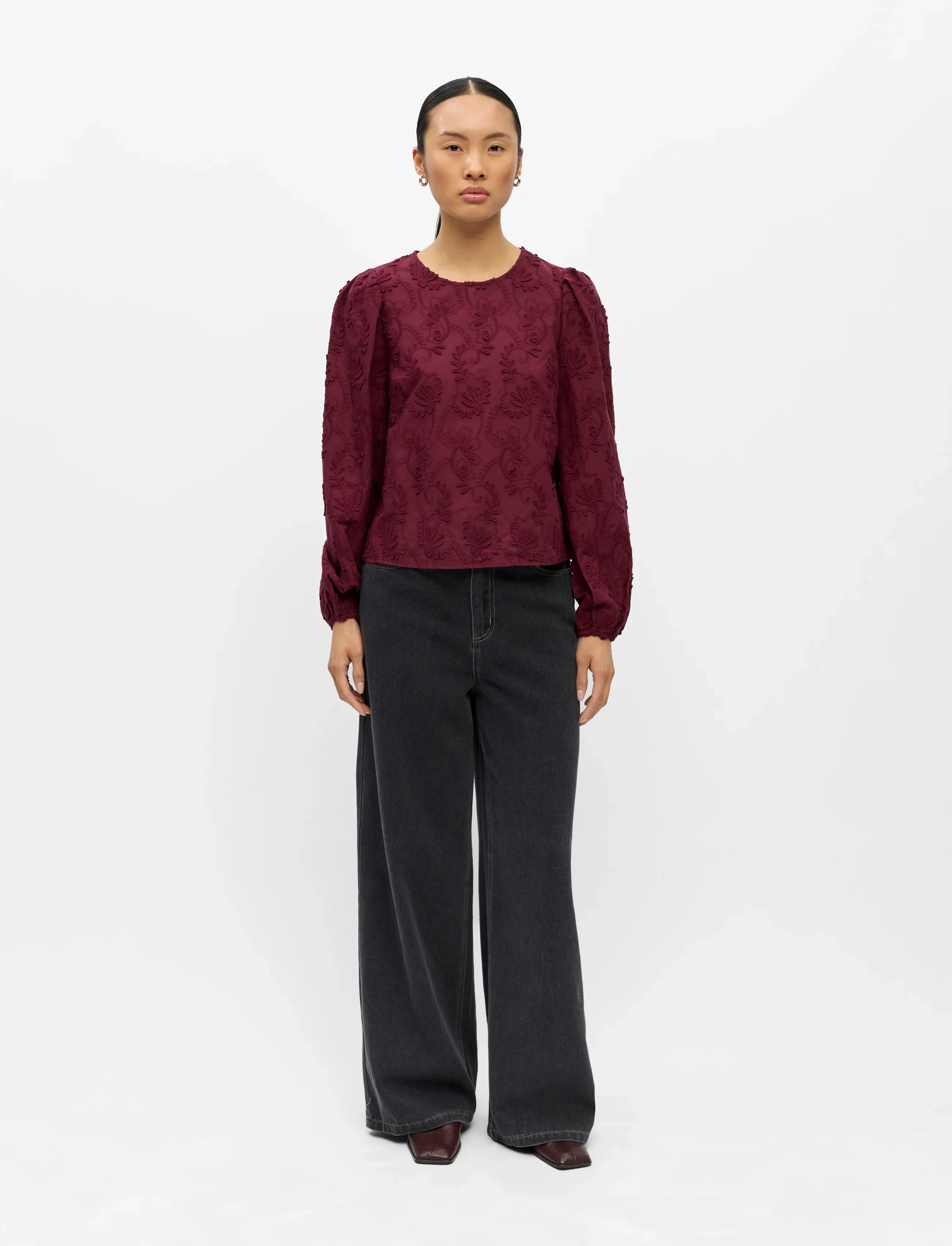 Object - OBJMYA RE L/S TOP NOOS - langärmelige blusen - windsor wine - 4