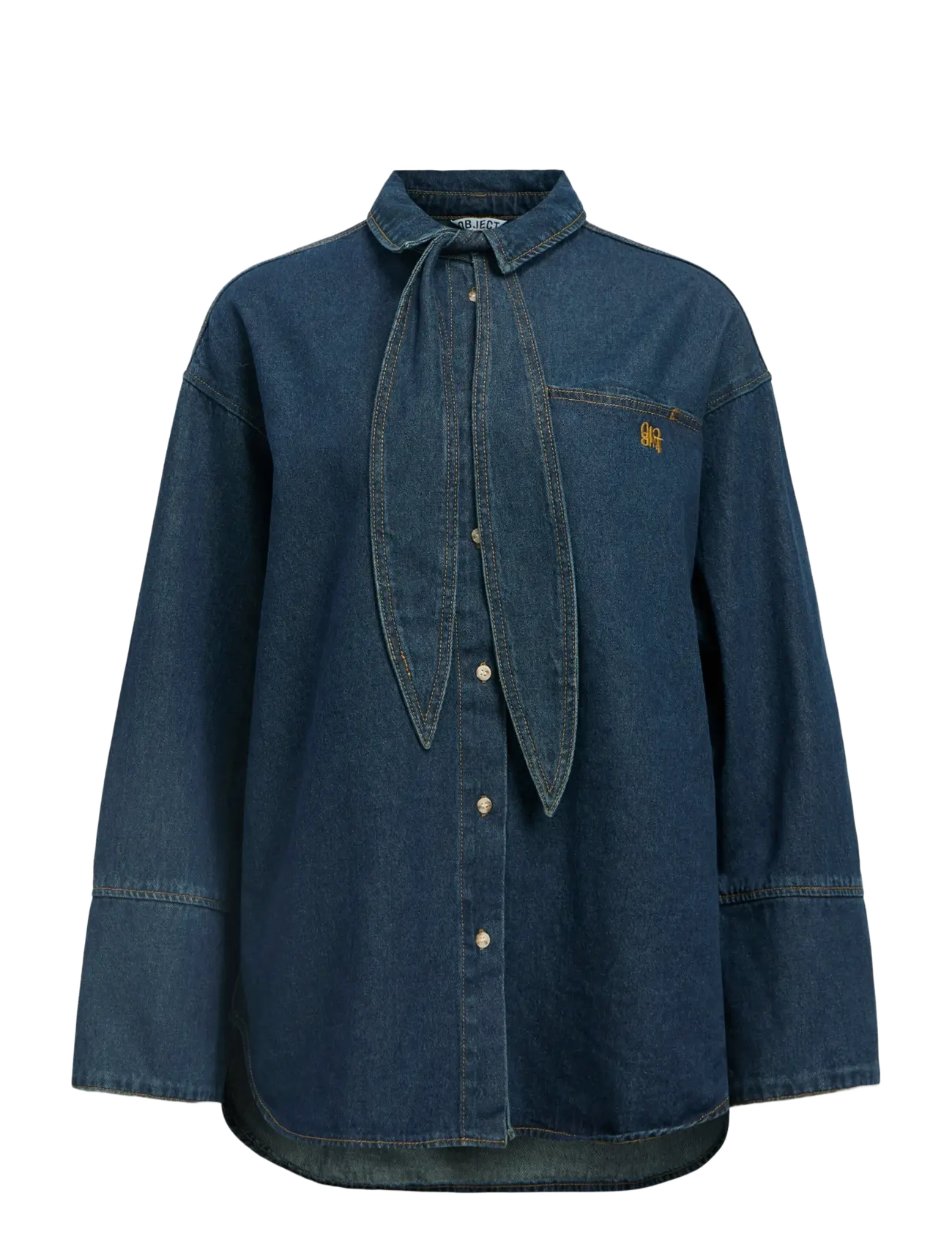 OBJECT Objneel Lo L/S Denim Shirt Rep Blau - XS - Damen