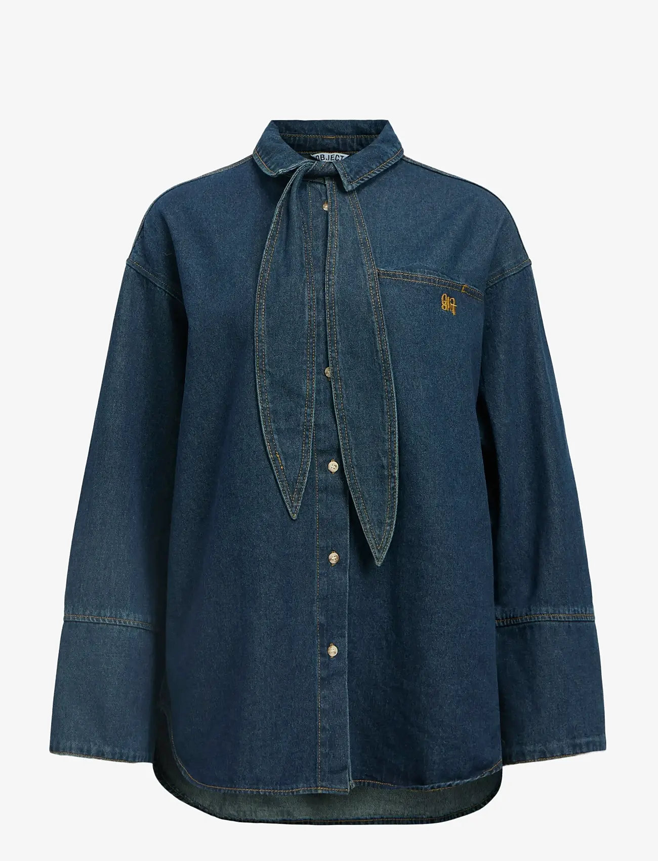 Object - OBJNEEL LO L/S DENIM SHIRT REP - jeanshemden - dark blue denim - 1