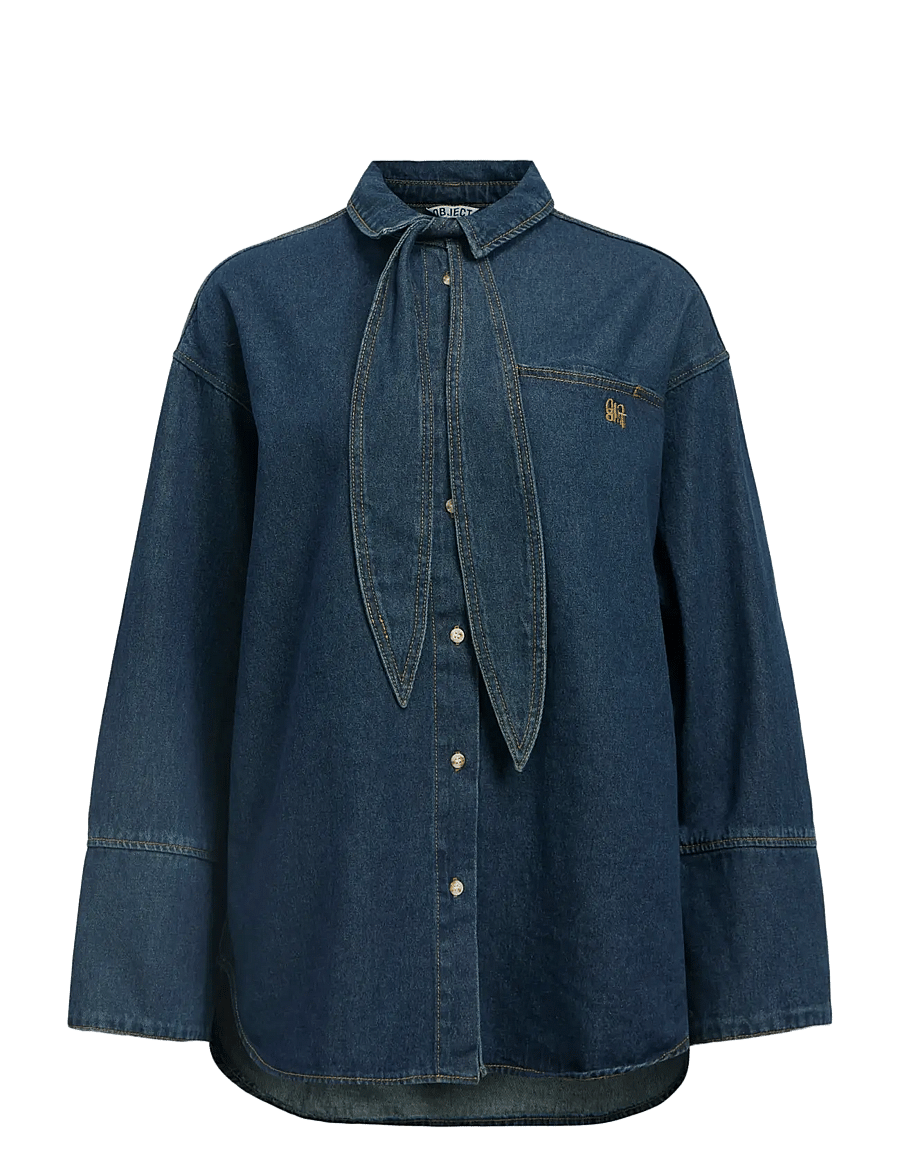 Object - OBJNEEL LO L/S DENIM SHIRT REP - denimskjorter - dark blue denim - 1