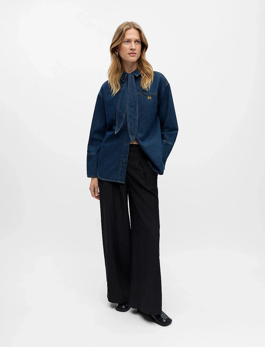 Object - OBJNEEL LO L/S DENIM SHIRT REP - denimskjorter - dark blue denim - 0