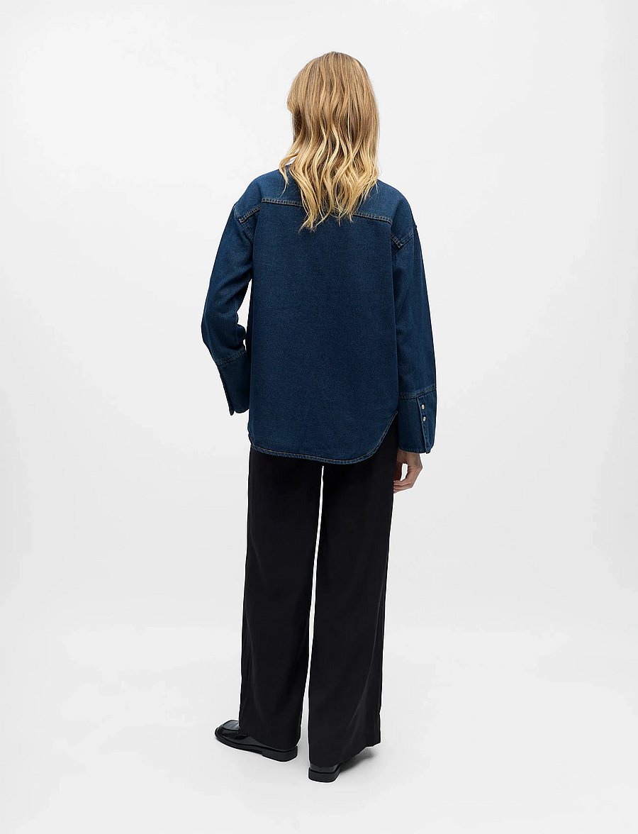 Object - OBJNEEL LO L/S DENIM SHIRT REP - denimskjorter - dark blue denim - 2