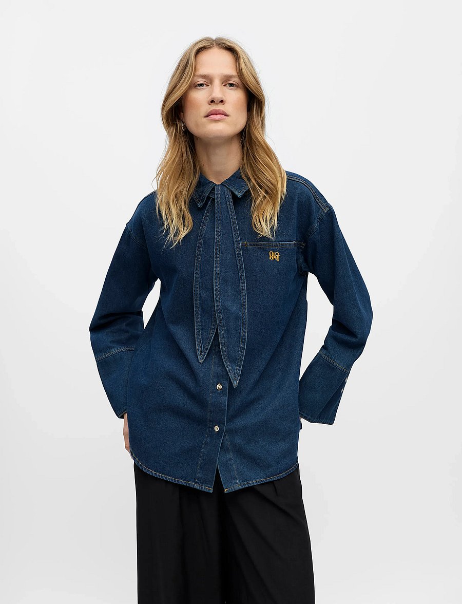 Object - OBJNEEL LO L/S DENIM SHIRT REP - denimskjorter - dark blue denim - 3