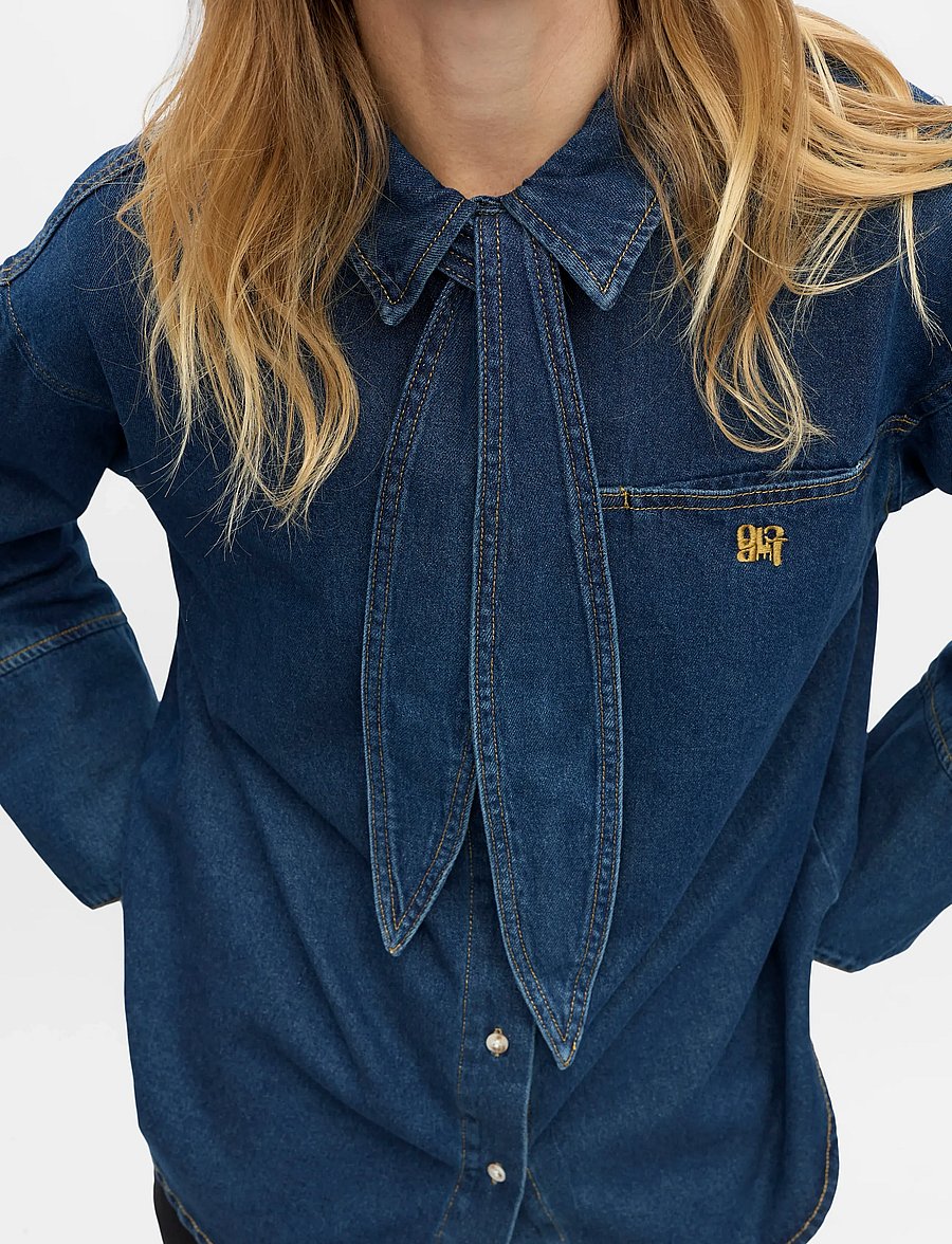 Object - OBJNEEL LO L/S DENIM SHIRT REP - denimskjorter - dark blue denim - 4
