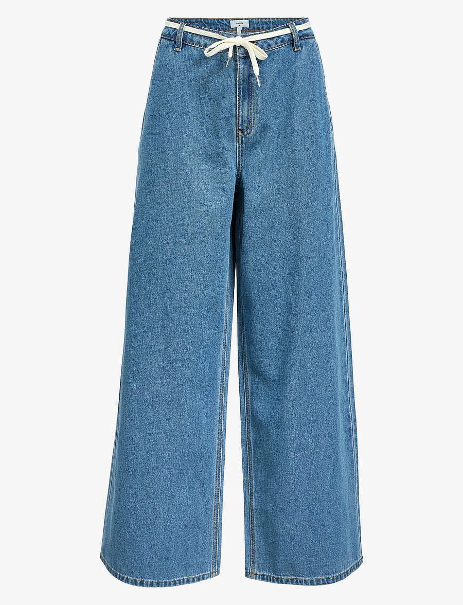 Object - OBJMOJI NEEL MW EXTRA WIDE JEANS 137 - hosen mit weitem bein - medium blue denim - 0