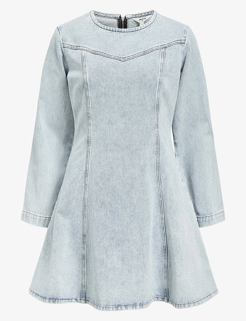 Object - OBJYULIAN L/S DENIM DRESS 137 - denimkjoler - light blue denim - 1
