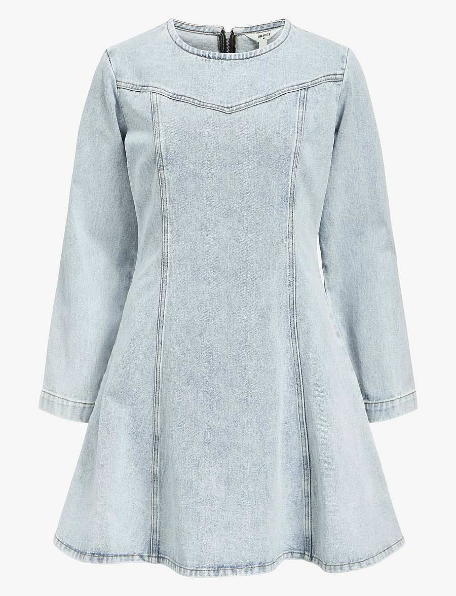 Object - OBJYULIAN L/S DENIM DRESS 137 - jeanskleider - light blue denim - 1