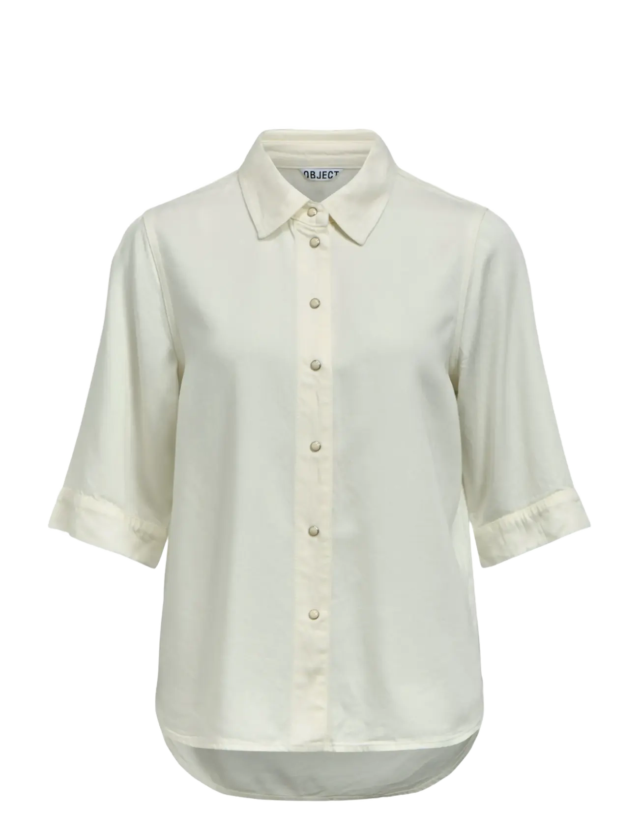 Object OBJFRAME 2/4 RE DENIM TOP NOOS - Skjorter - CLOUD DANCER / cream