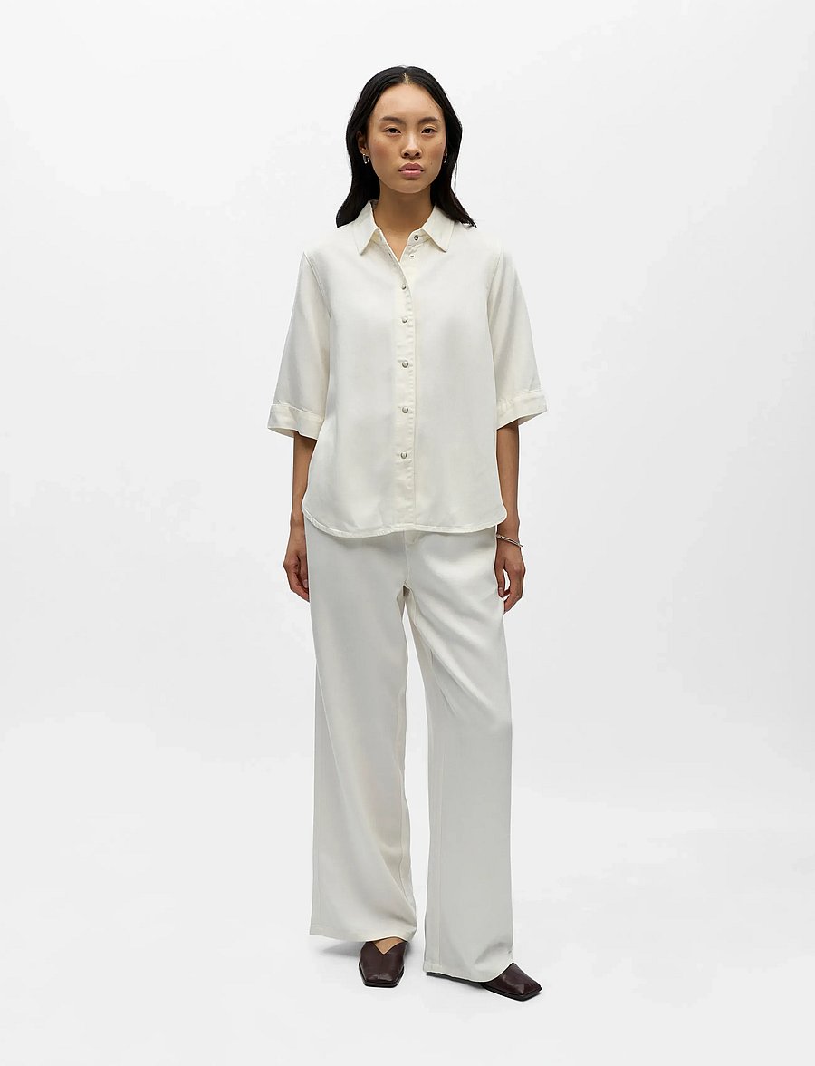 Object - OBJFRAME 2/4 RE DENIM TOP NOOS - jeanshemden - cloud dancer - 0