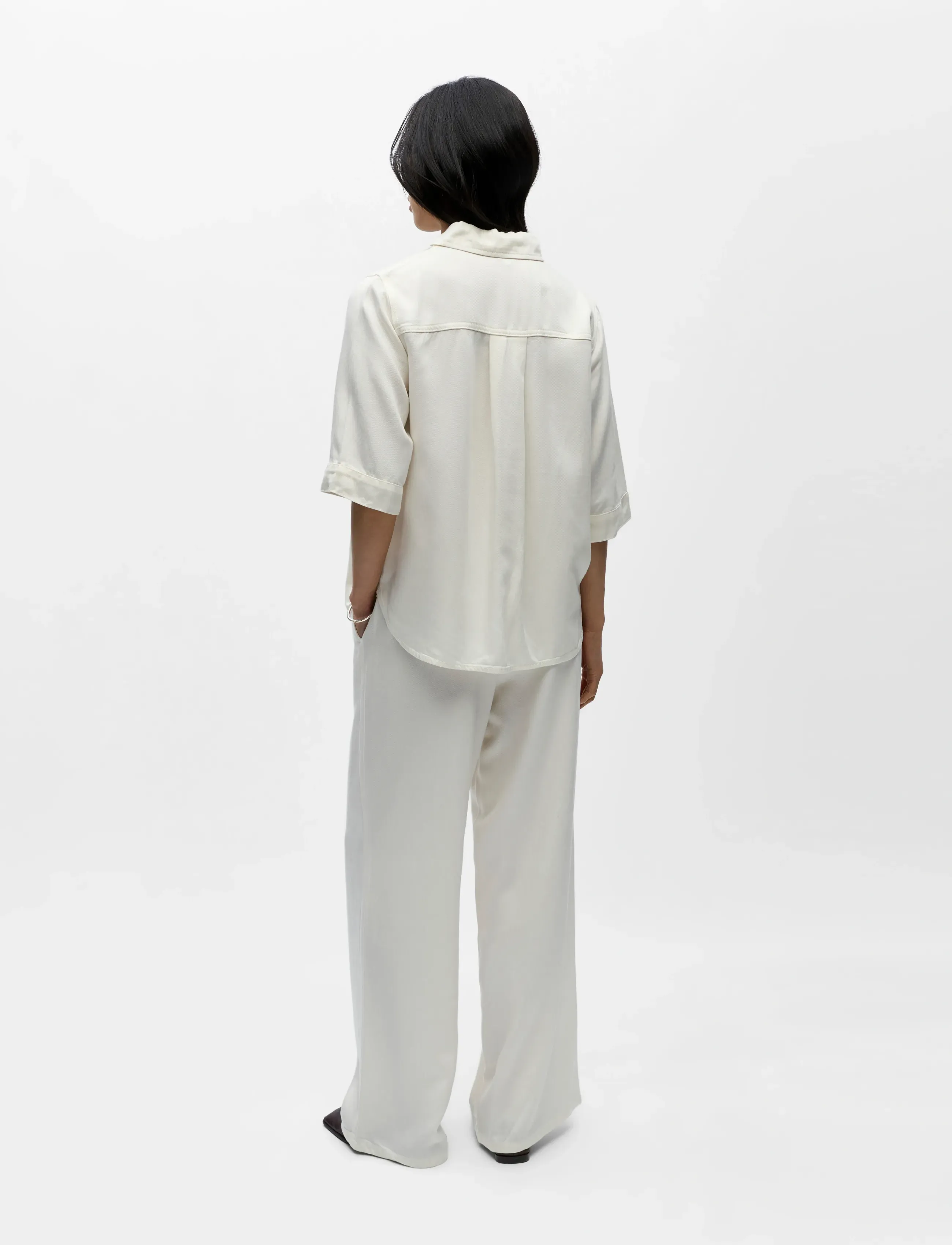 Object - OBJFRAME 2/4 RE DENIM SHIRT NOOS - kortärmade skjortor - cloud dancer - 2