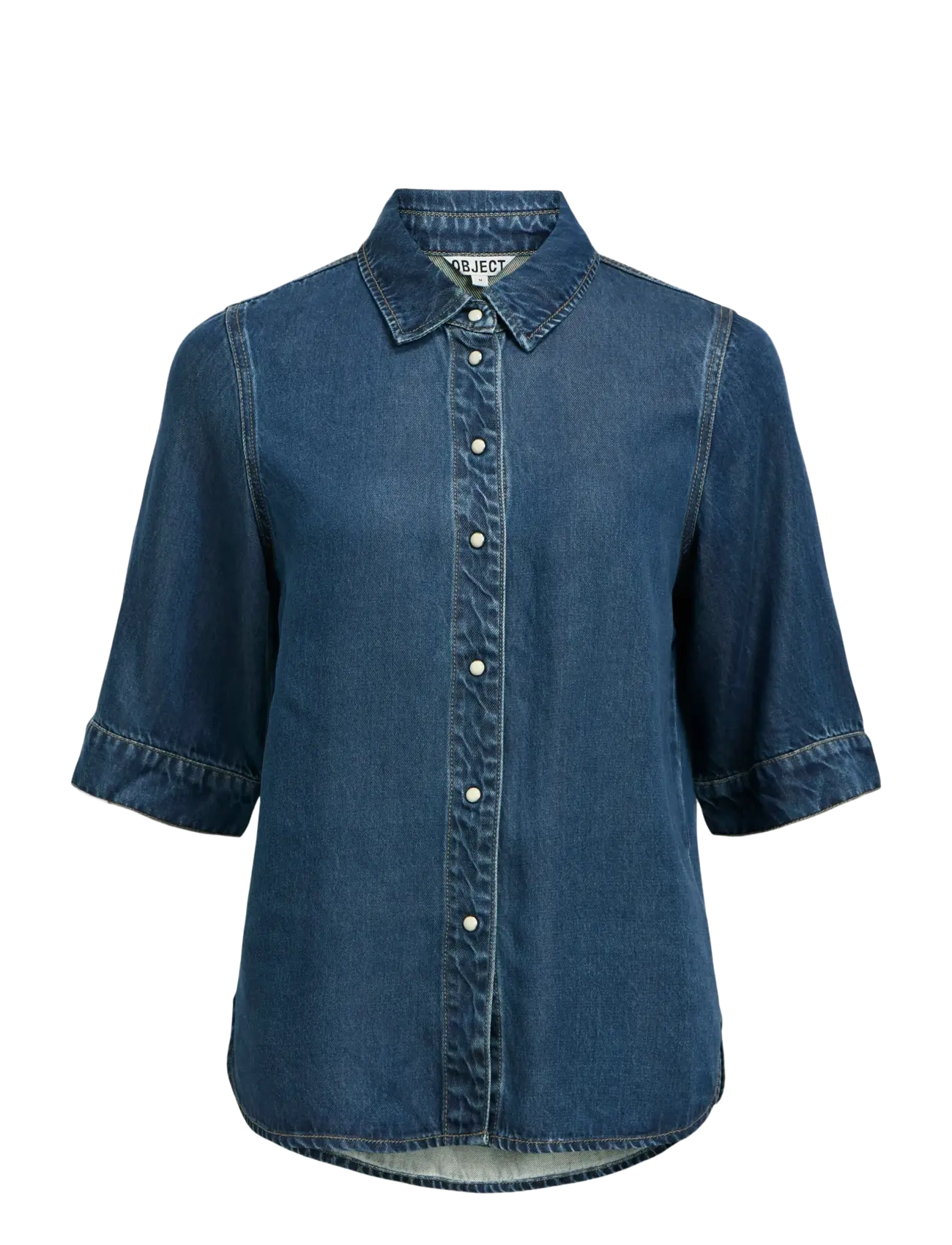 Object OBJFRAME 2/4 RE DENIM TOP NOOS - Pluusid ja särgid - DARK BLUE DENIM / blue