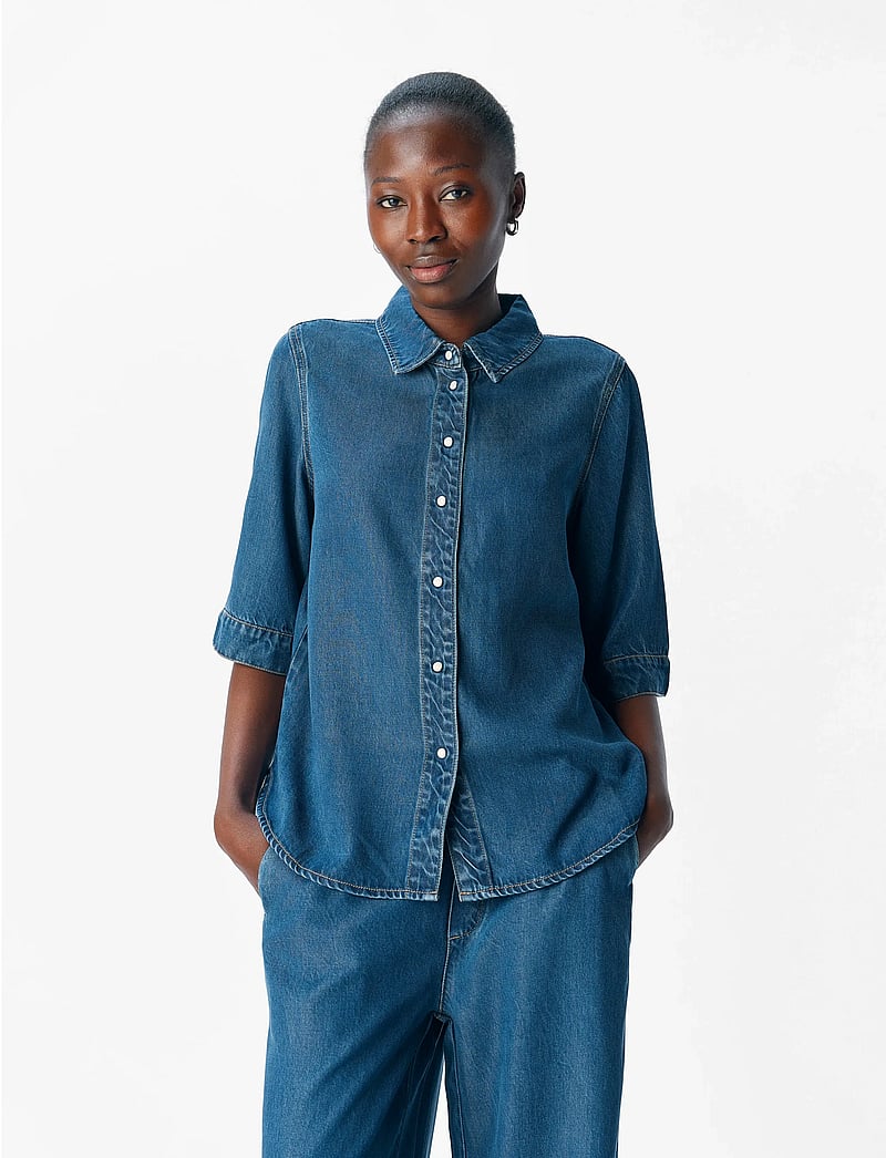 Object - OBJFRAME 2/4 RE DENIM TOP NOOS - jeanshemden - dark blue denim - 3