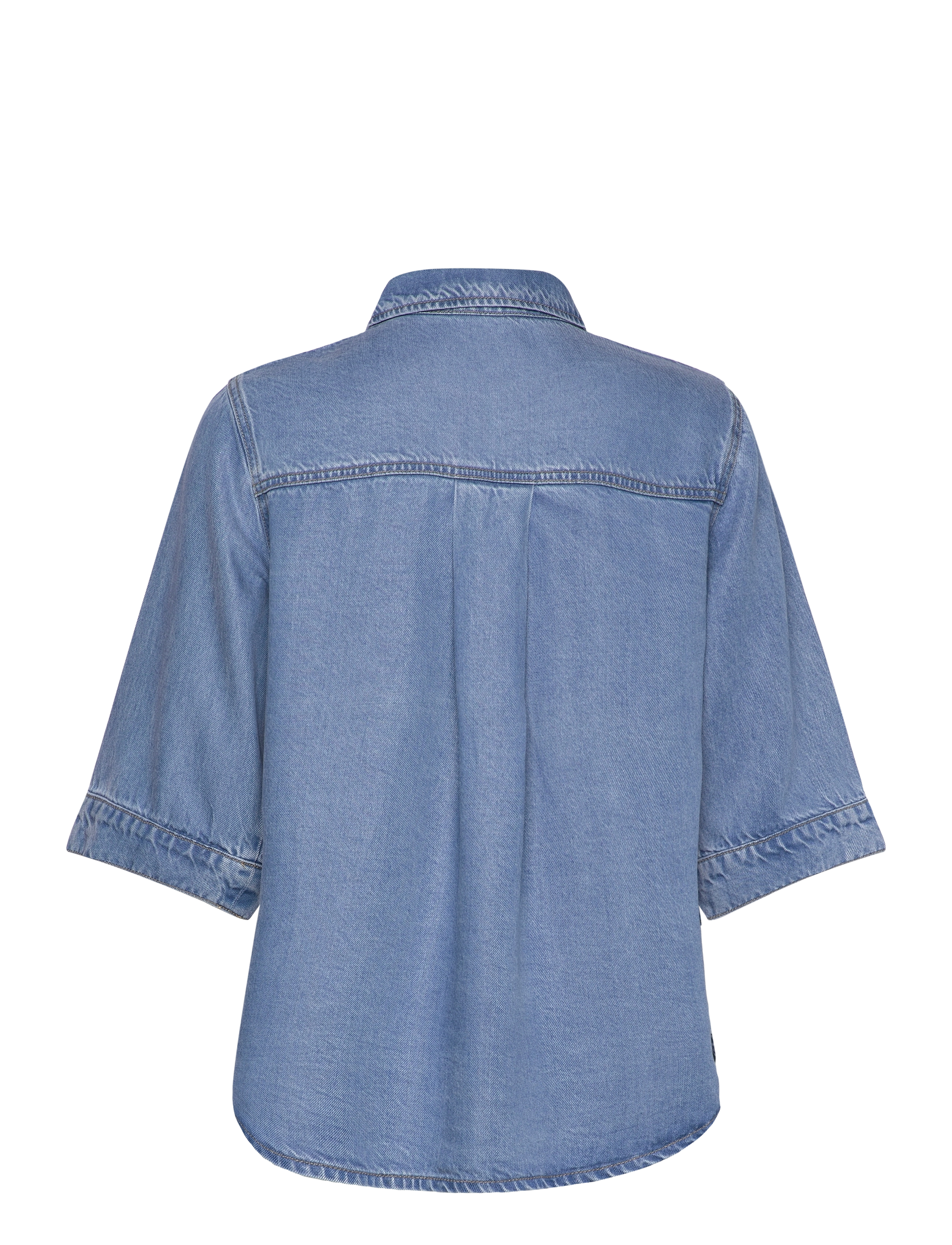 Object - OBJFRAME 2/4 RE DENIM SHIRT NOOS - kortärmade skjortor - light blue denim - 2