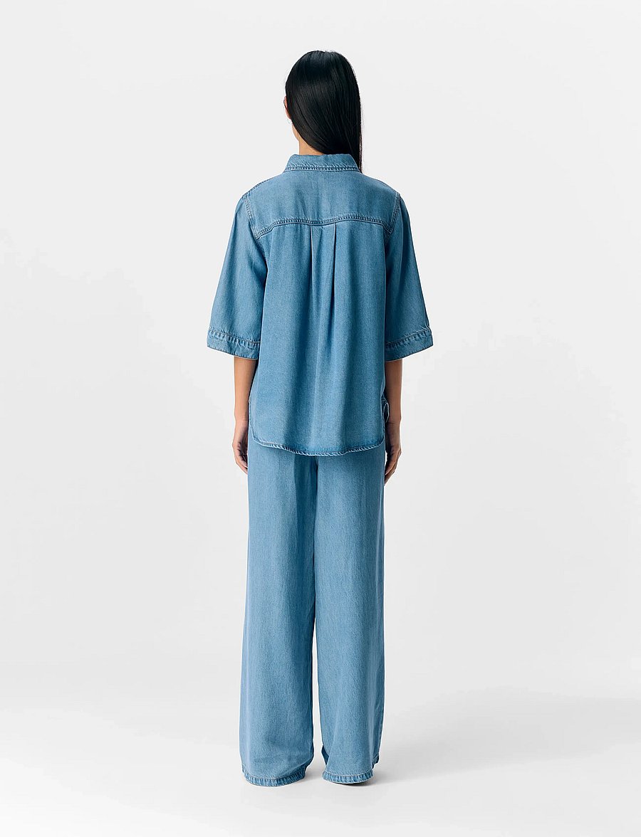 Object - OBJFRAME 2/4 RE DENIM SHIRT NOOS - jeanshemden - light blue denim - 3