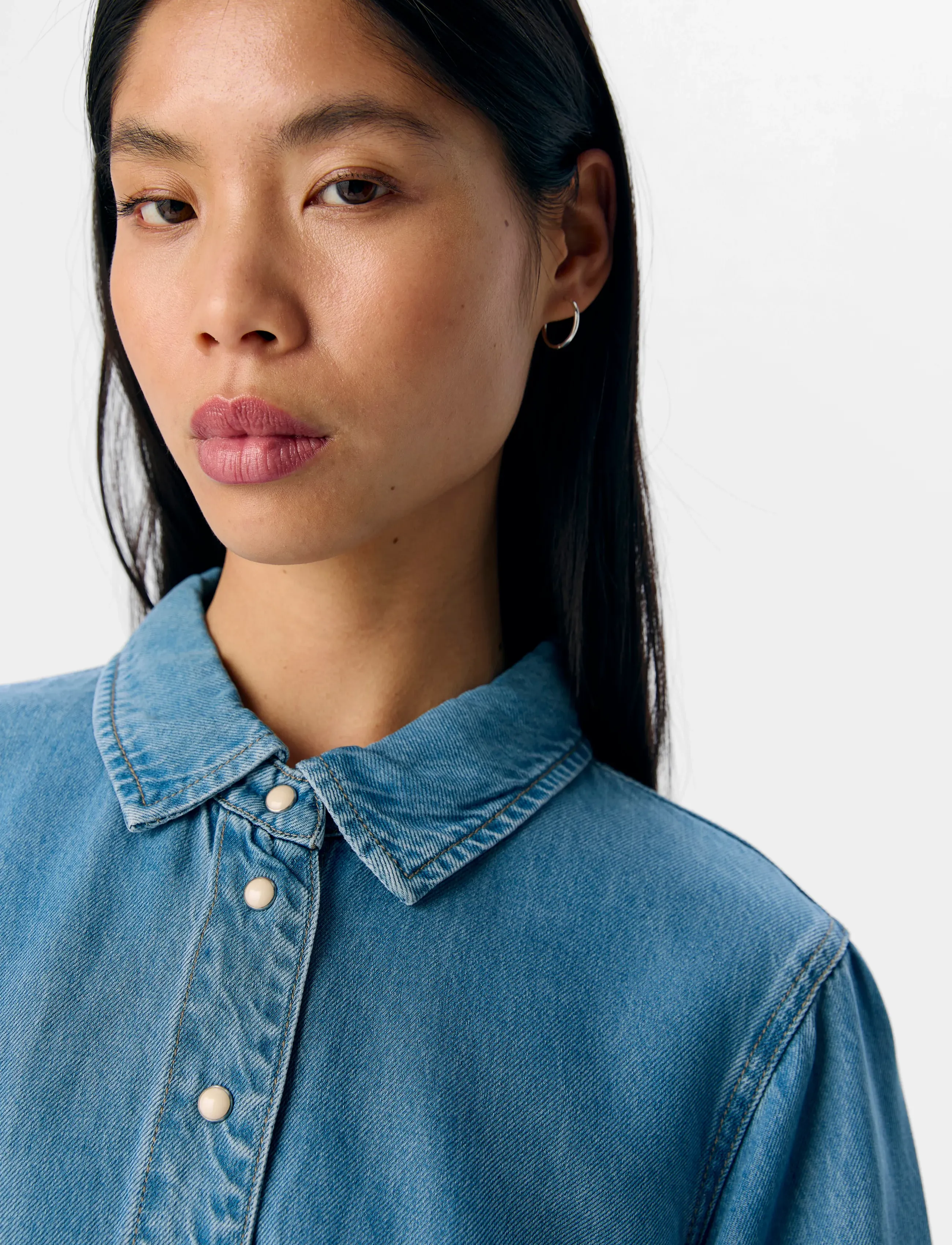 Object - OBJFRAME 2/4 RE DENIM SHIRT NOOS - kortärmade skjortor - light blue denim - 4