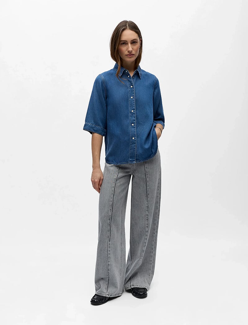 Object - OBJFRAME 2/4 RE DENIM TOP NOOS - jeanshemden - medium blue denim - 0