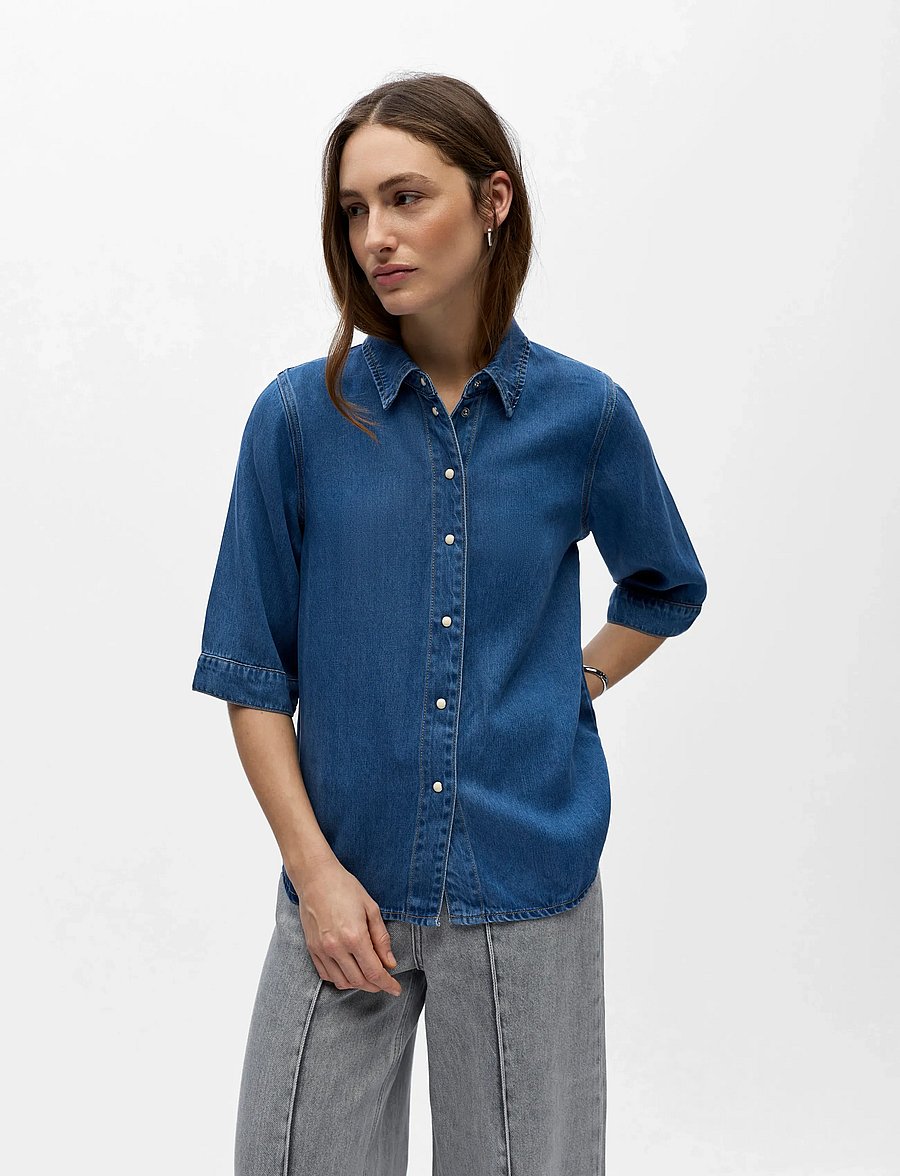 Object - OBJFRAME 2/4 RE DENIM SHIRT NOOS - jeanshemden - medium blue denim - 3