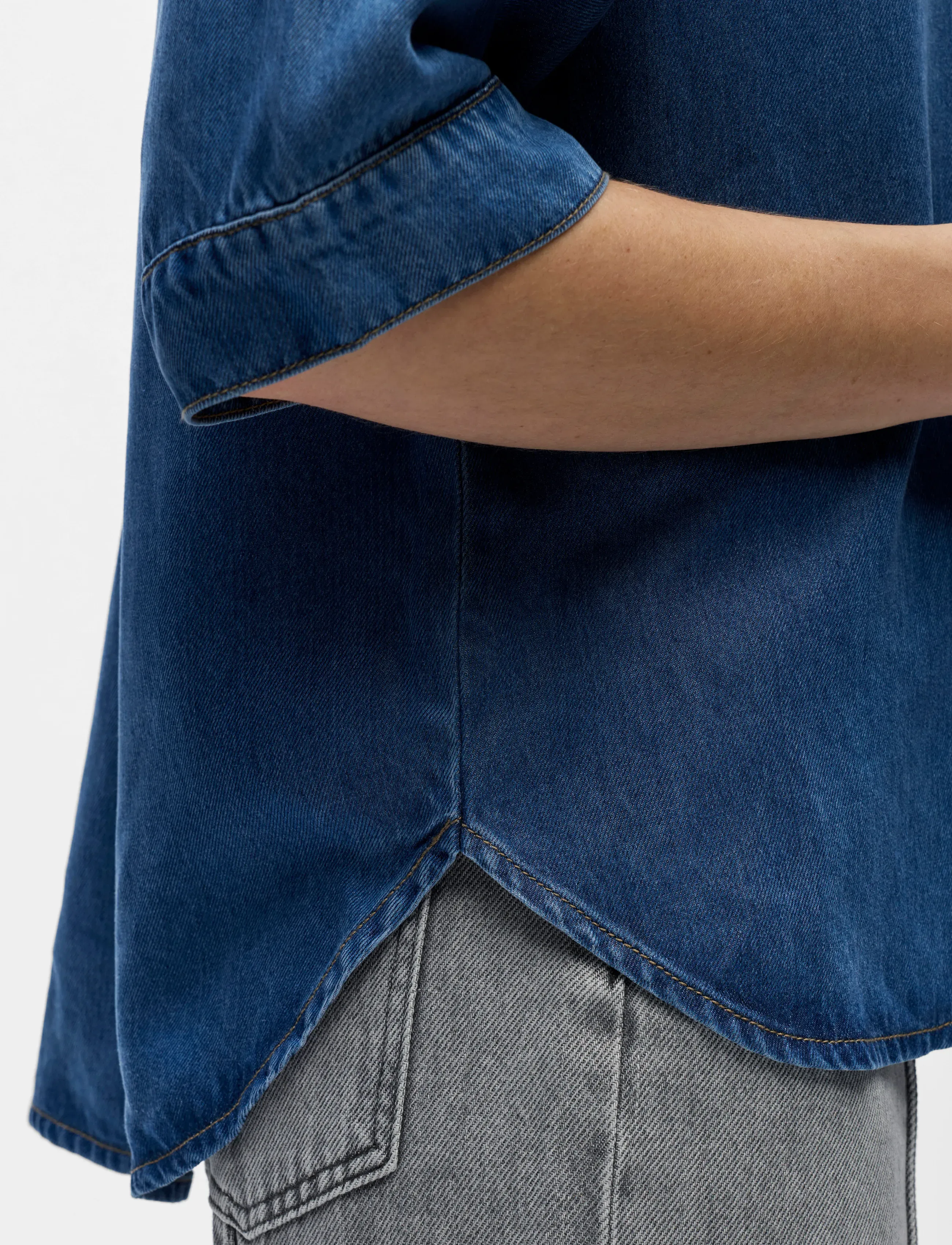 Object - OBJFRAME 2/4 RE DENIM SHIRT NOOS - denimskjorter - medium blue denim - 4
