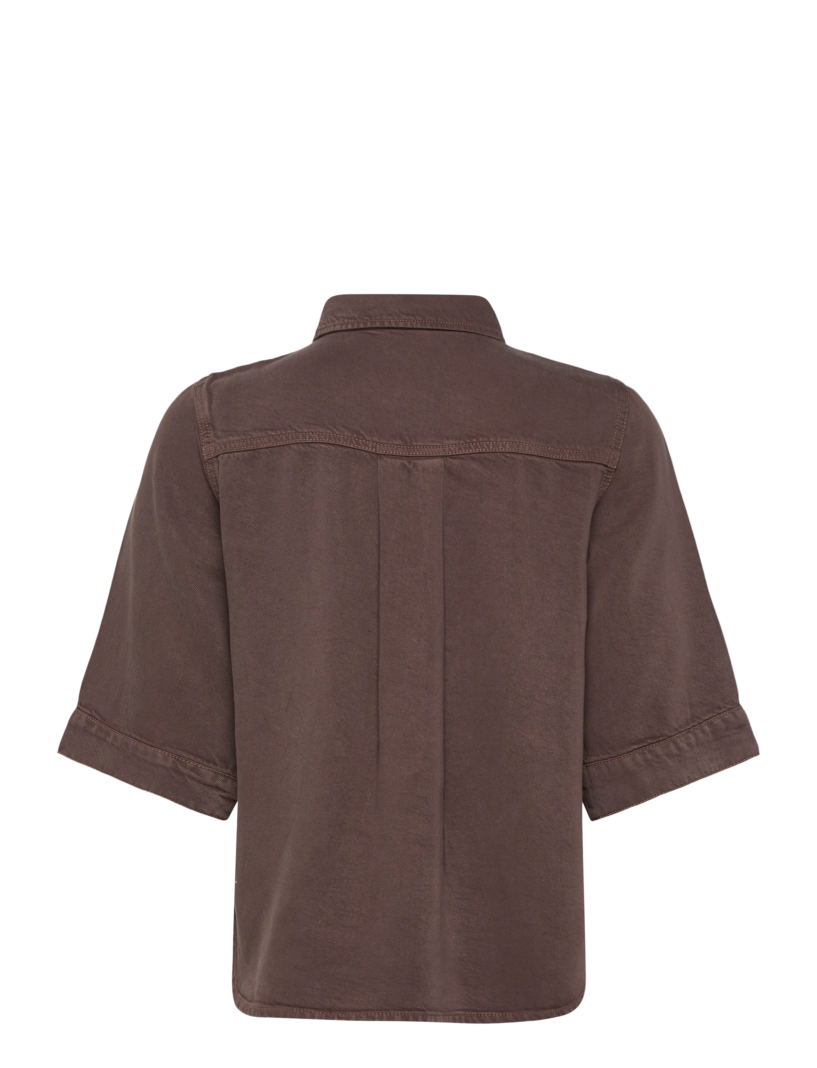 Object - OBJFRAME 2/4 RE DENIM SHIRT NOOS - kurzärmlige hemden - seal brown - 2