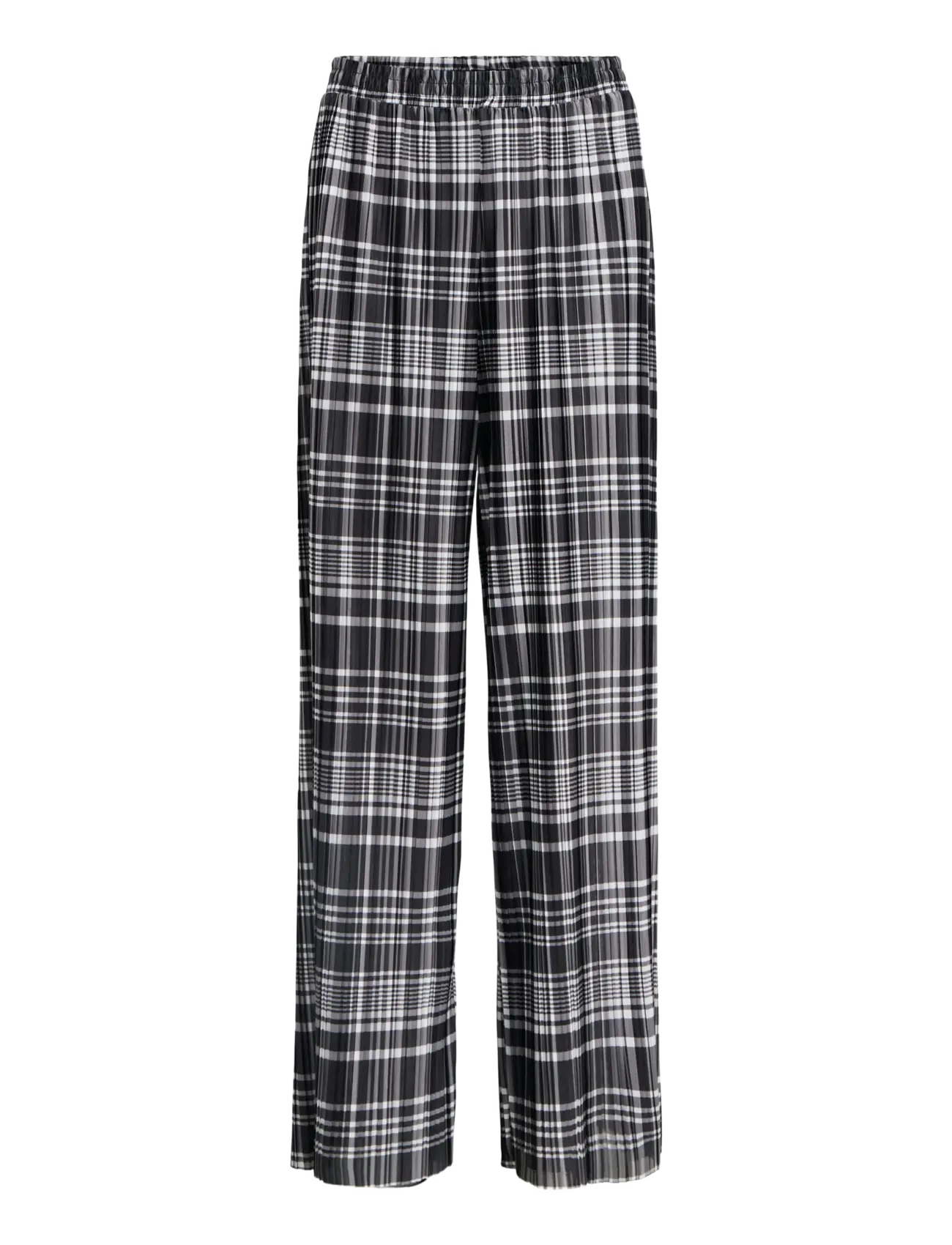 Object Objchie Hw Pants E Div, Kvinder, Højtaljede Ternede Plisserede Bukser, Sort, Str: 34