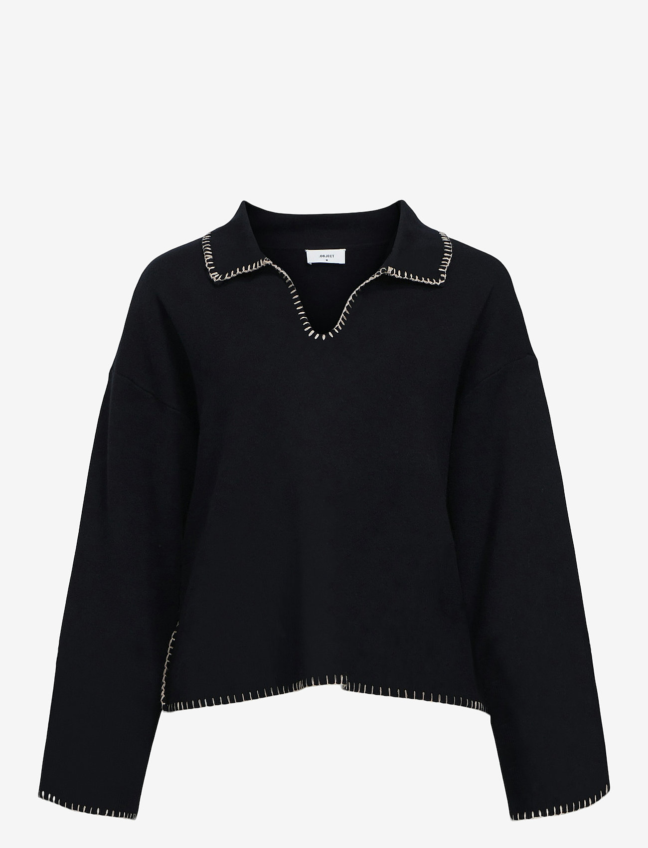 Object - OBJREYNARD LS V-NECK STICH PULLOVER DIV - herbstliche kleidung - black - 0