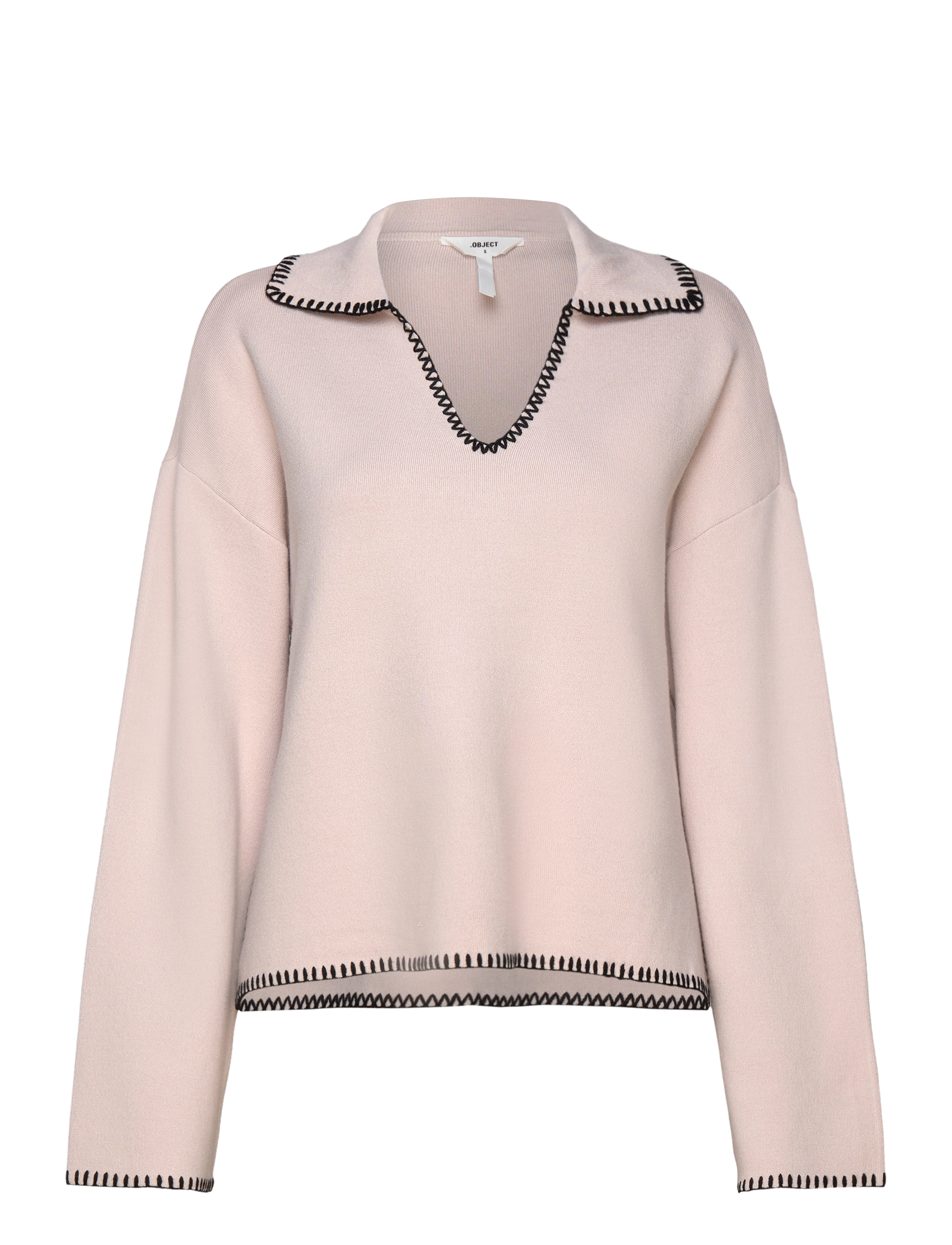 Object OBJREYNARD LS V-NECK STICH PULLOVER DIV - Pullover - SILVER GRAY / pink/rose