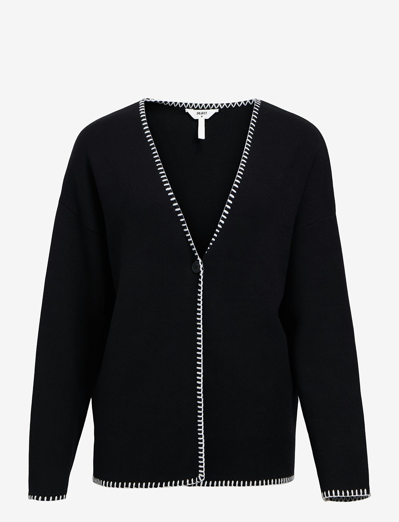 Object - OBJREYNARD LS STICH CARDIGAN E DIV - autumn clothing - black - 0