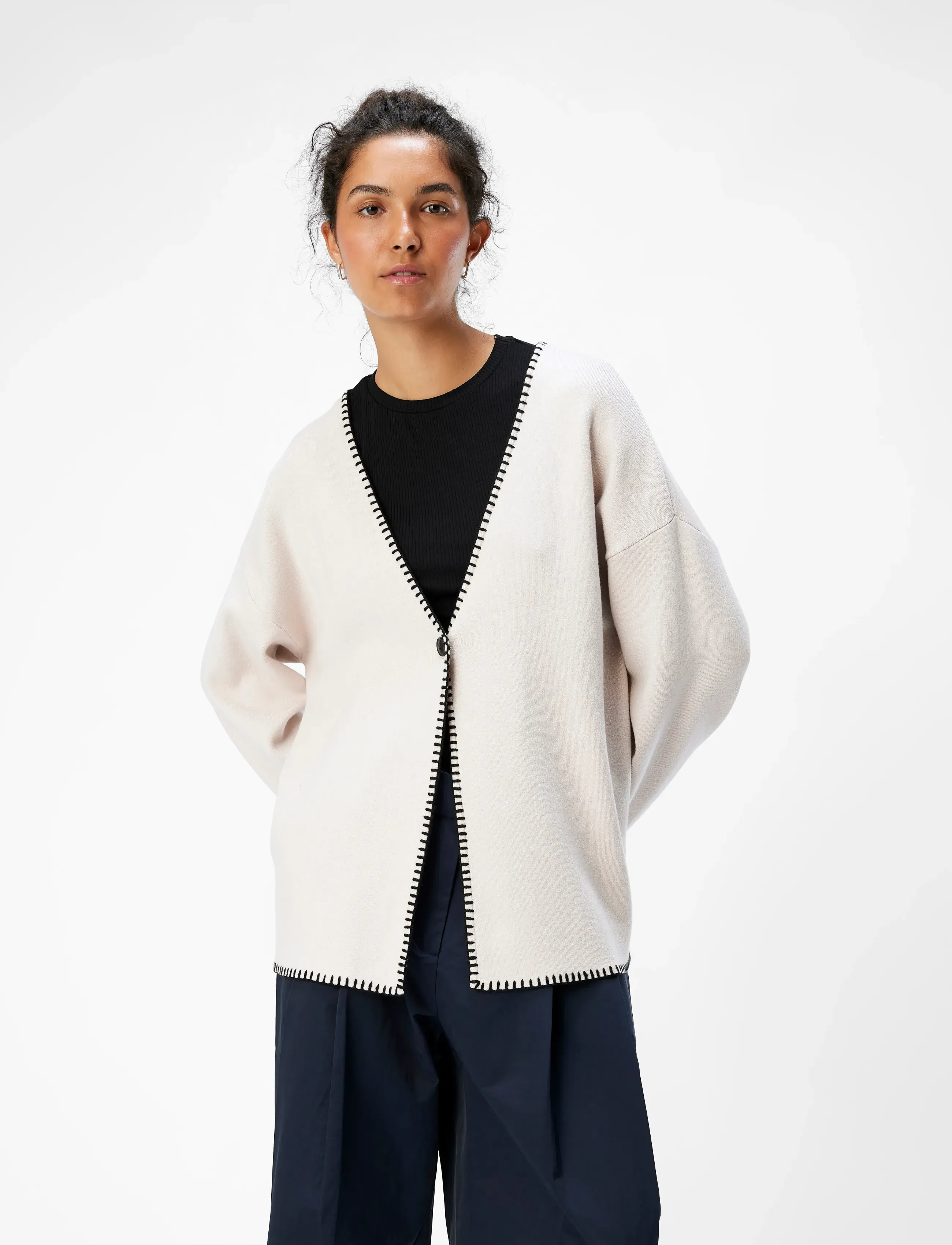 Object - OBJREYNARD LS STICH CARDIGAN E DIV - cardigans - silver gray - 4
