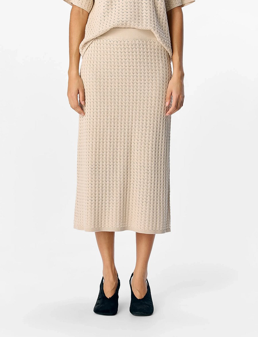 Object - OBJESTER MW RE MIDI PATTERN SKIRT DIV - strickröcke - sandshell - 0