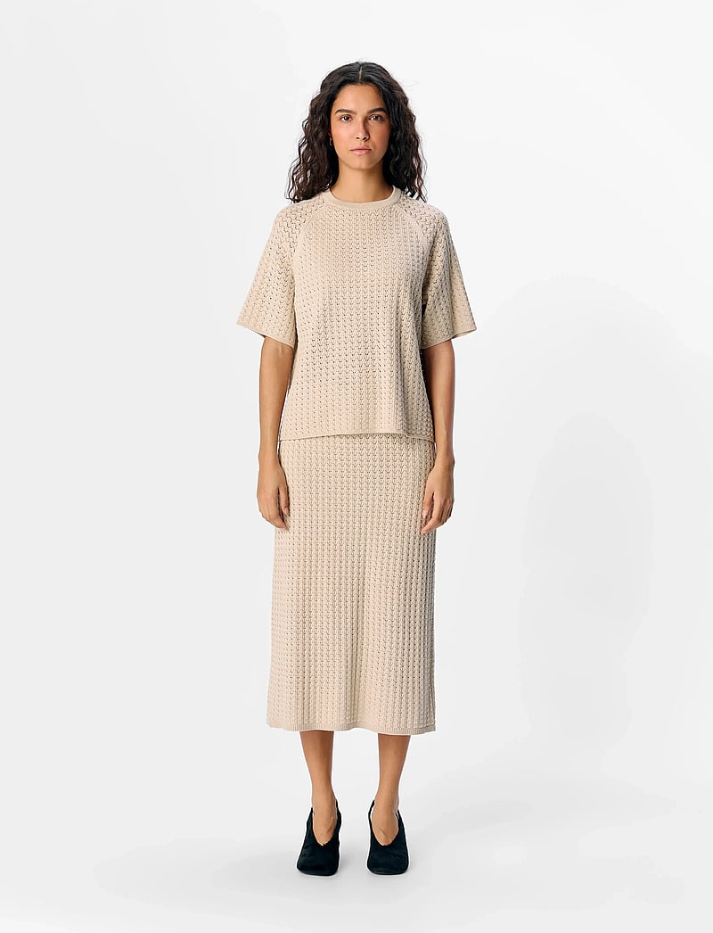 Object - OBJESTER MW RE MIDI PATTERN SKIRT DIV - strickröcke - sandshell - 3