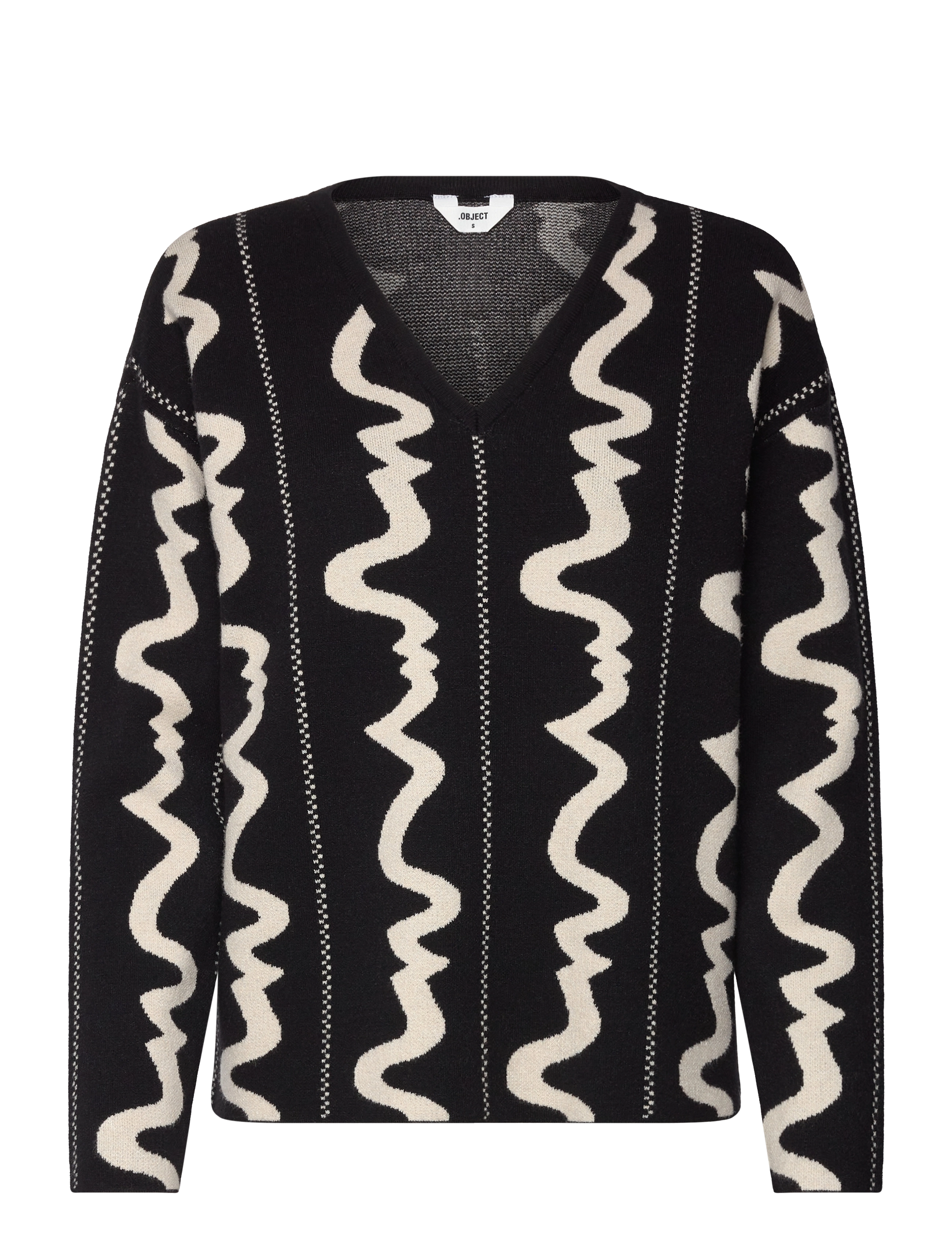 Object OBJRAY L/S  V-NECK TOP E DIV - Pullover - BLACK / black