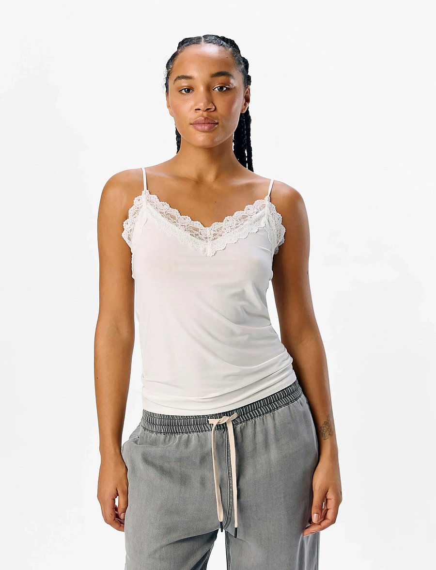 Object - OBJLEENA SUS LACE SINGLET TOP NOOS - white - 0
