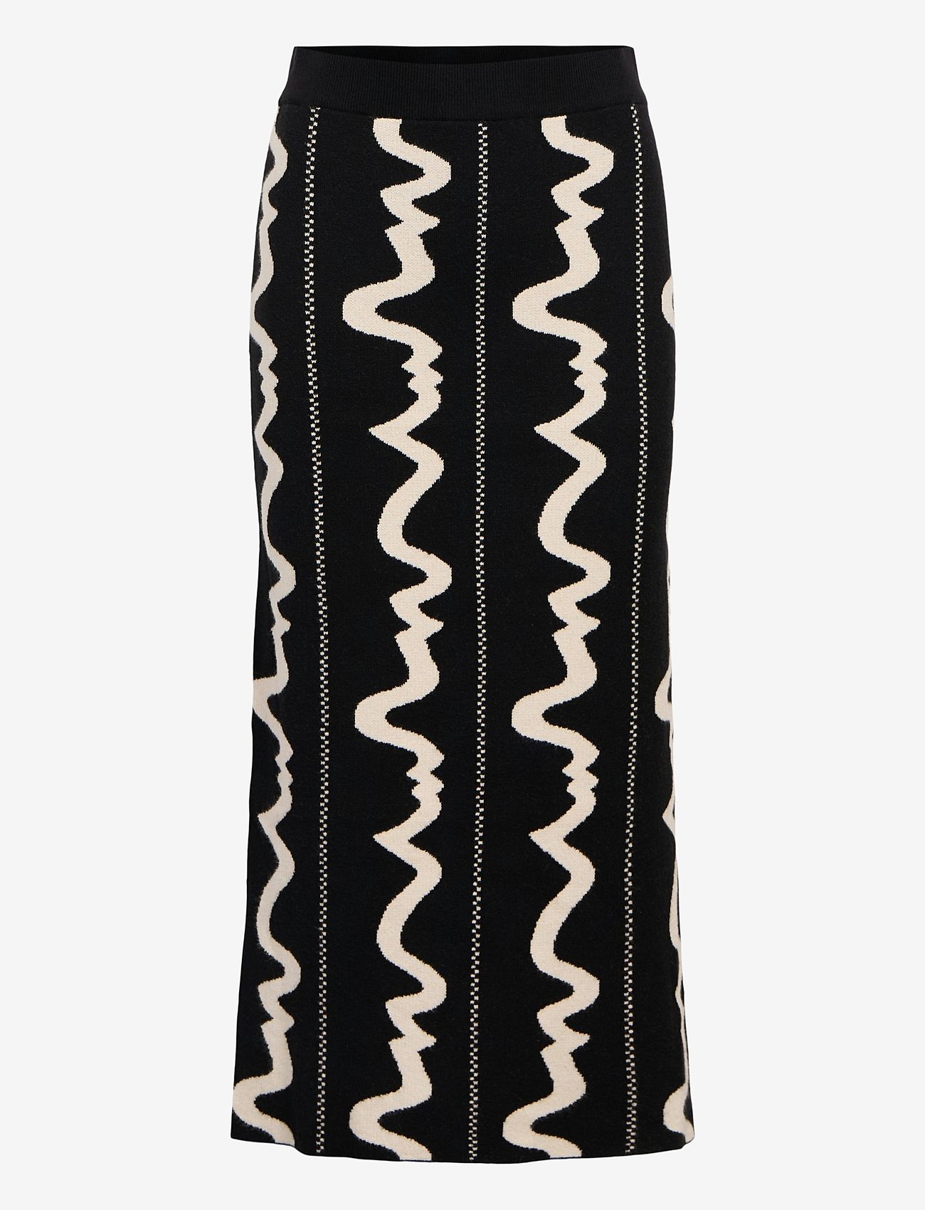 Object - OBJRAY SLI LONG SKIRT E DIV - strikkede nederdele - black - 0