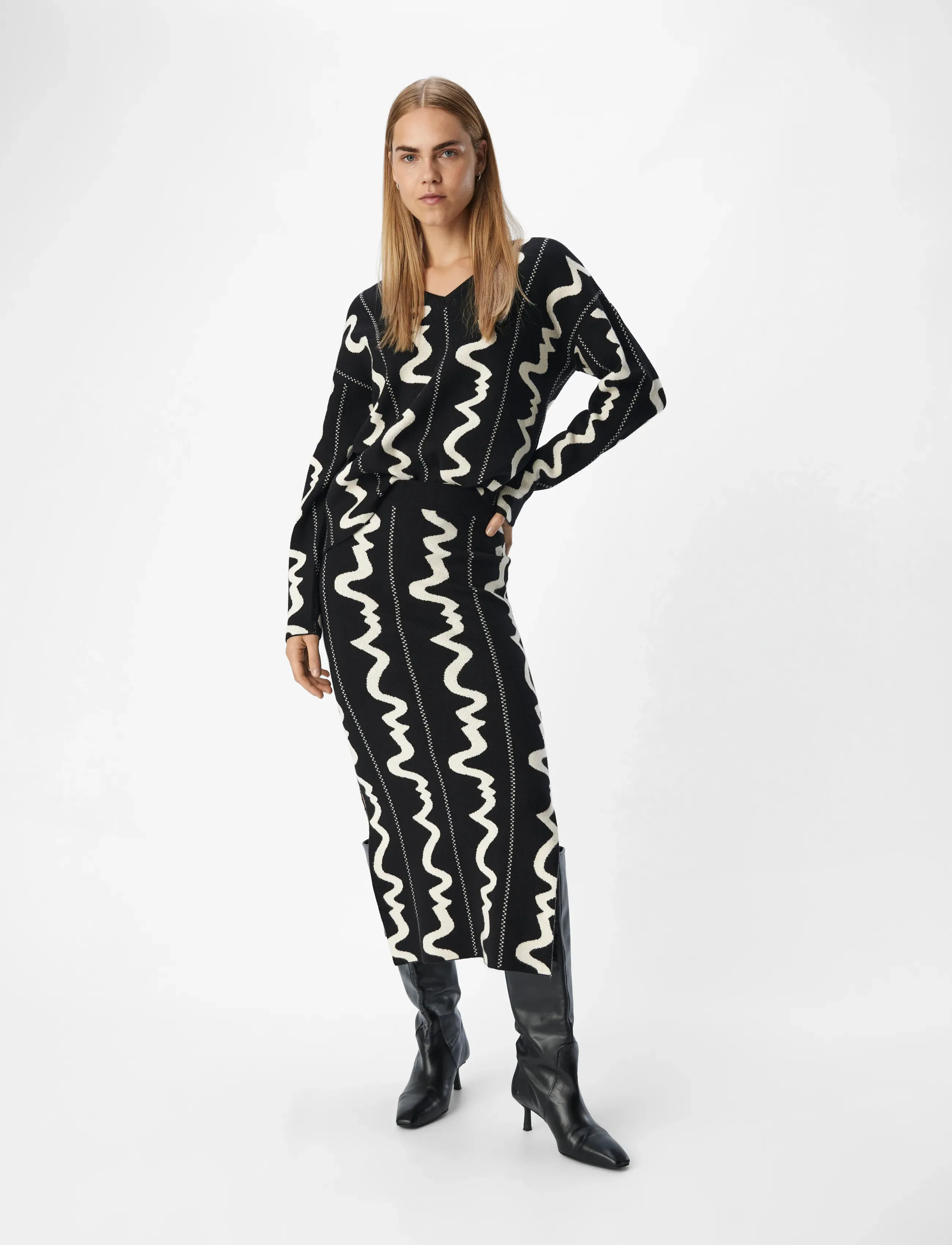 Object - OBJRAY SLI LONG SKIRT E DIV - maxi röcke - black - 3