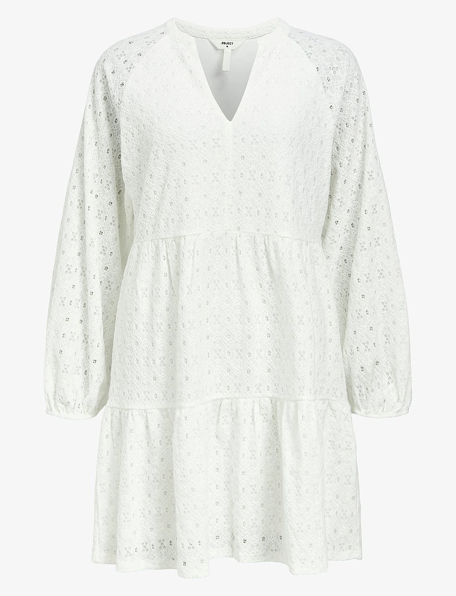 Object - OBJLAILA GIA L/S RE SHORT DRESS NOOS - konfirmation - cloud dancer - 1